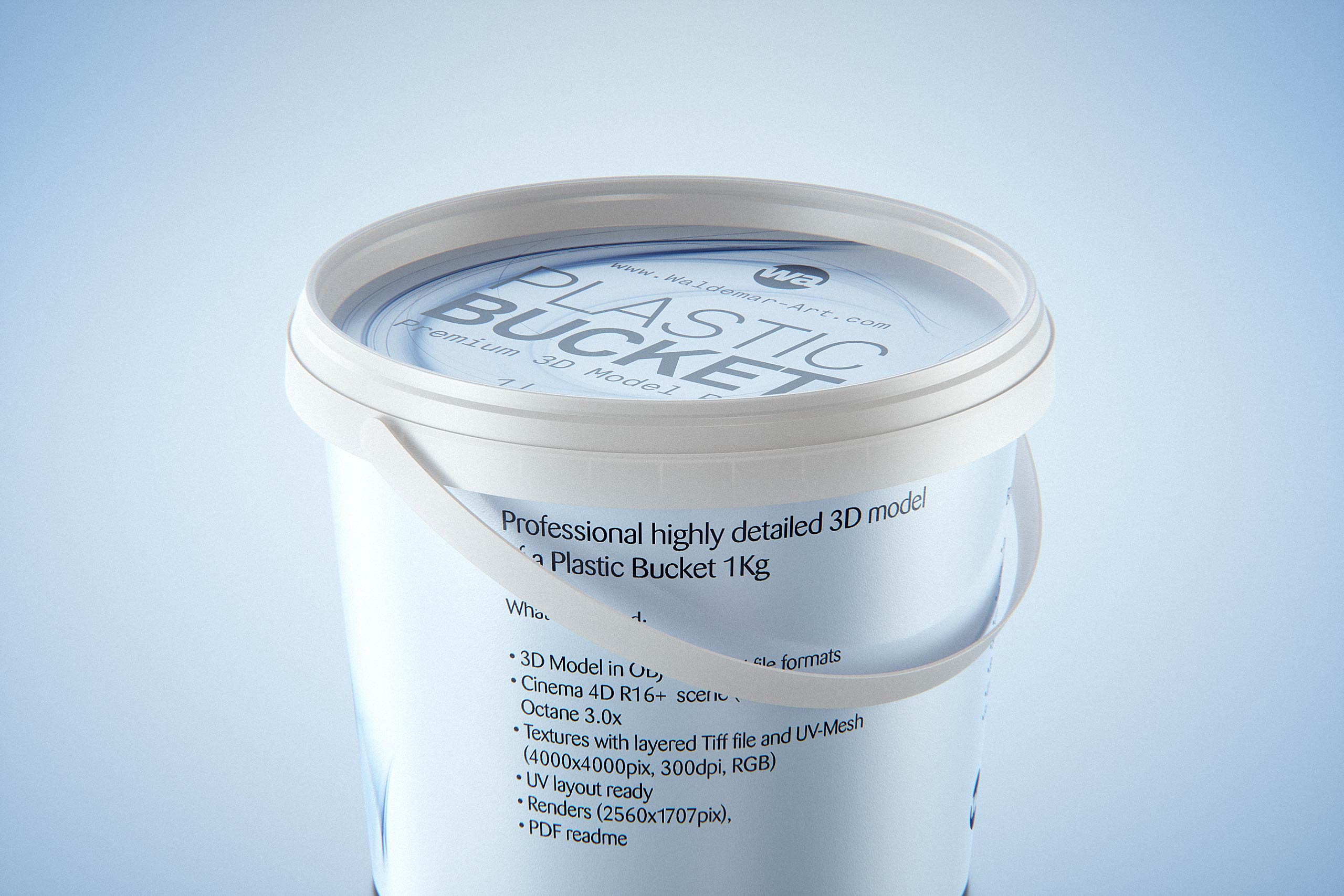 Plastic Bucket 1000g/1Kg premium packaging 3D model