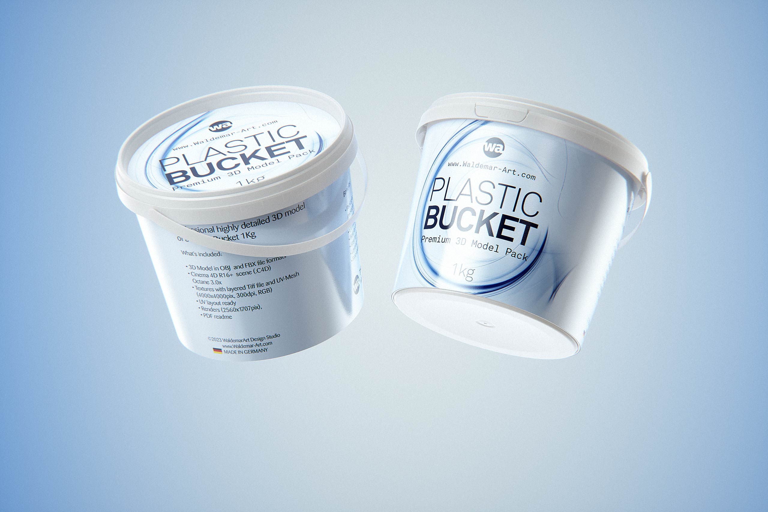 Plastic Bucket 1000g/1Kg premium packaging 3D model