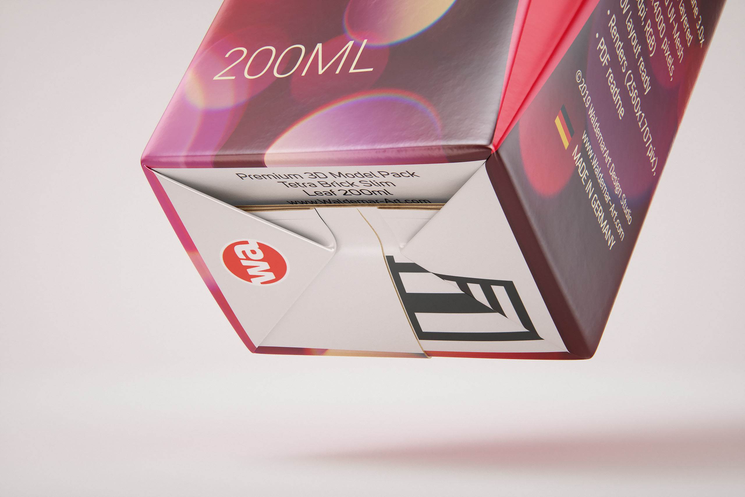 Tetra Pack Brick Slim Leaf 200ml with a Straw packaging 3D model pak