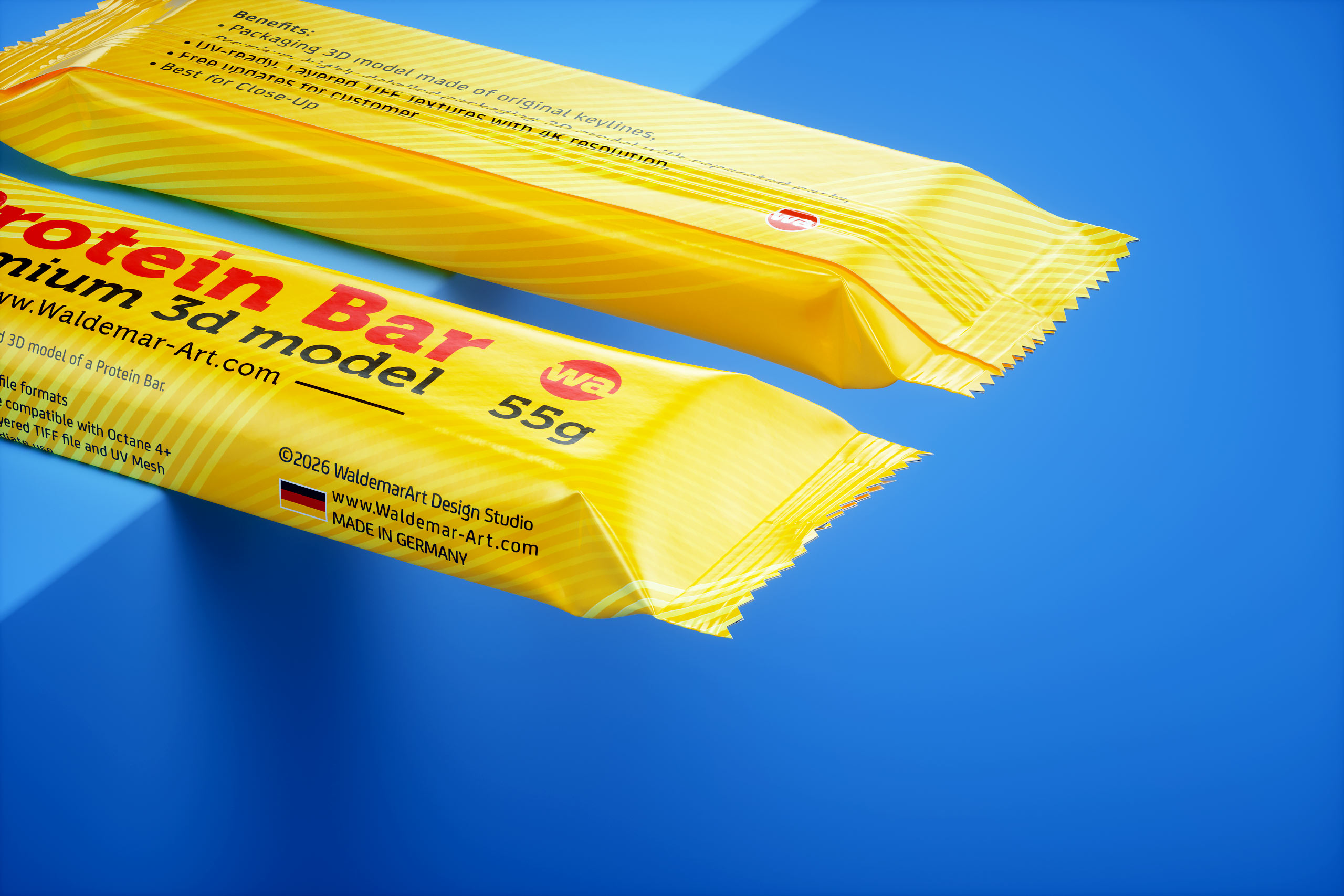Protein / Snack bar (55g) with partially opened packaging premium 3D model