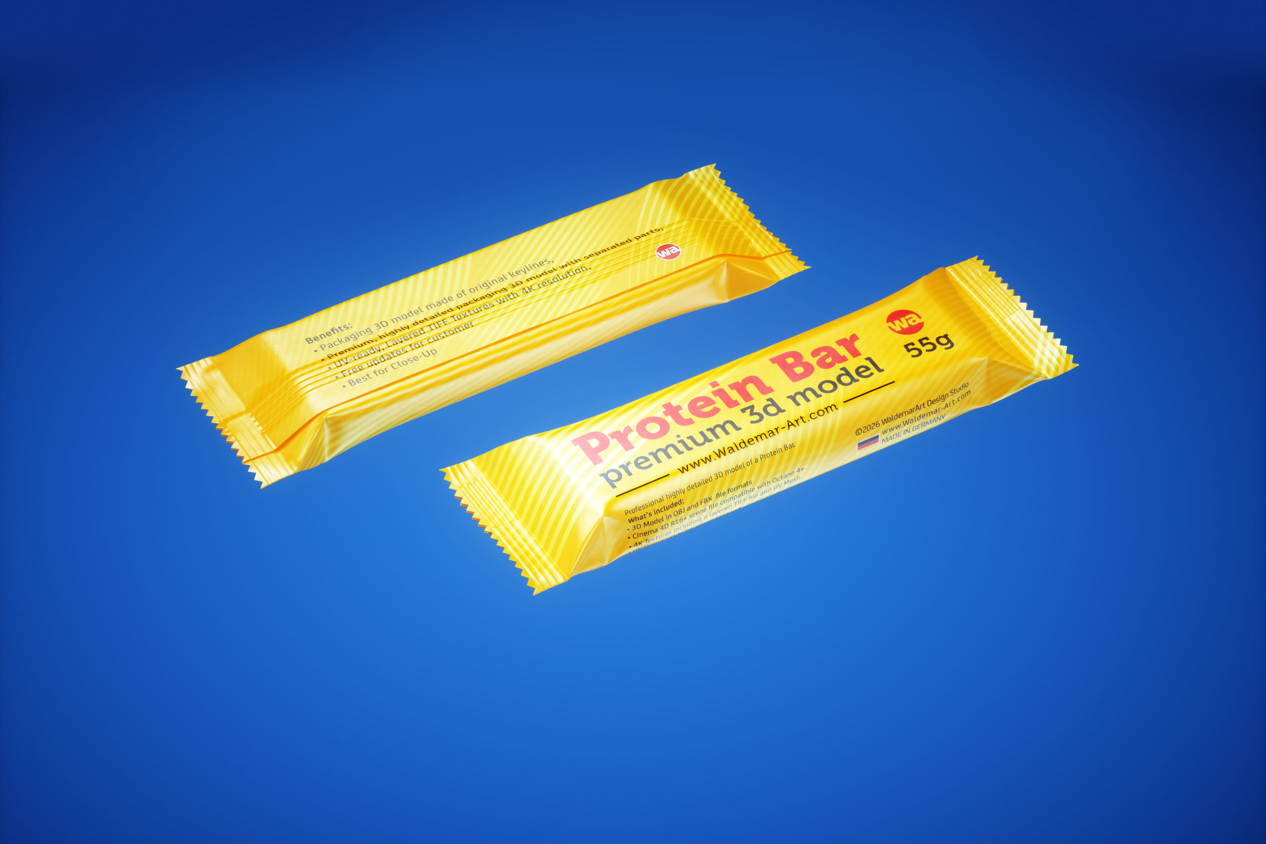 Protein / Snack bar (55g) with partially opened packaging premium 3D model