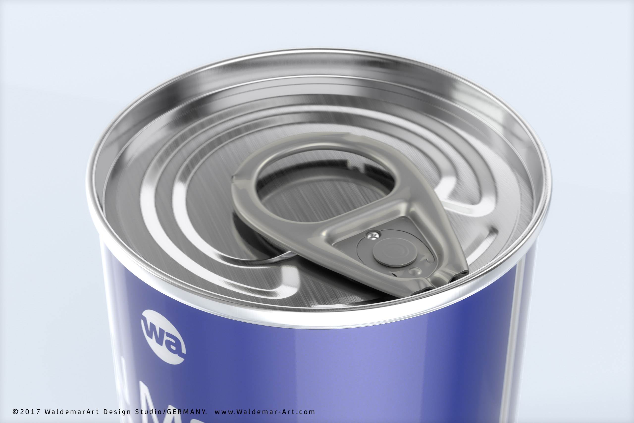 Packaging 3D model of the Tin metal can 140g with pull open