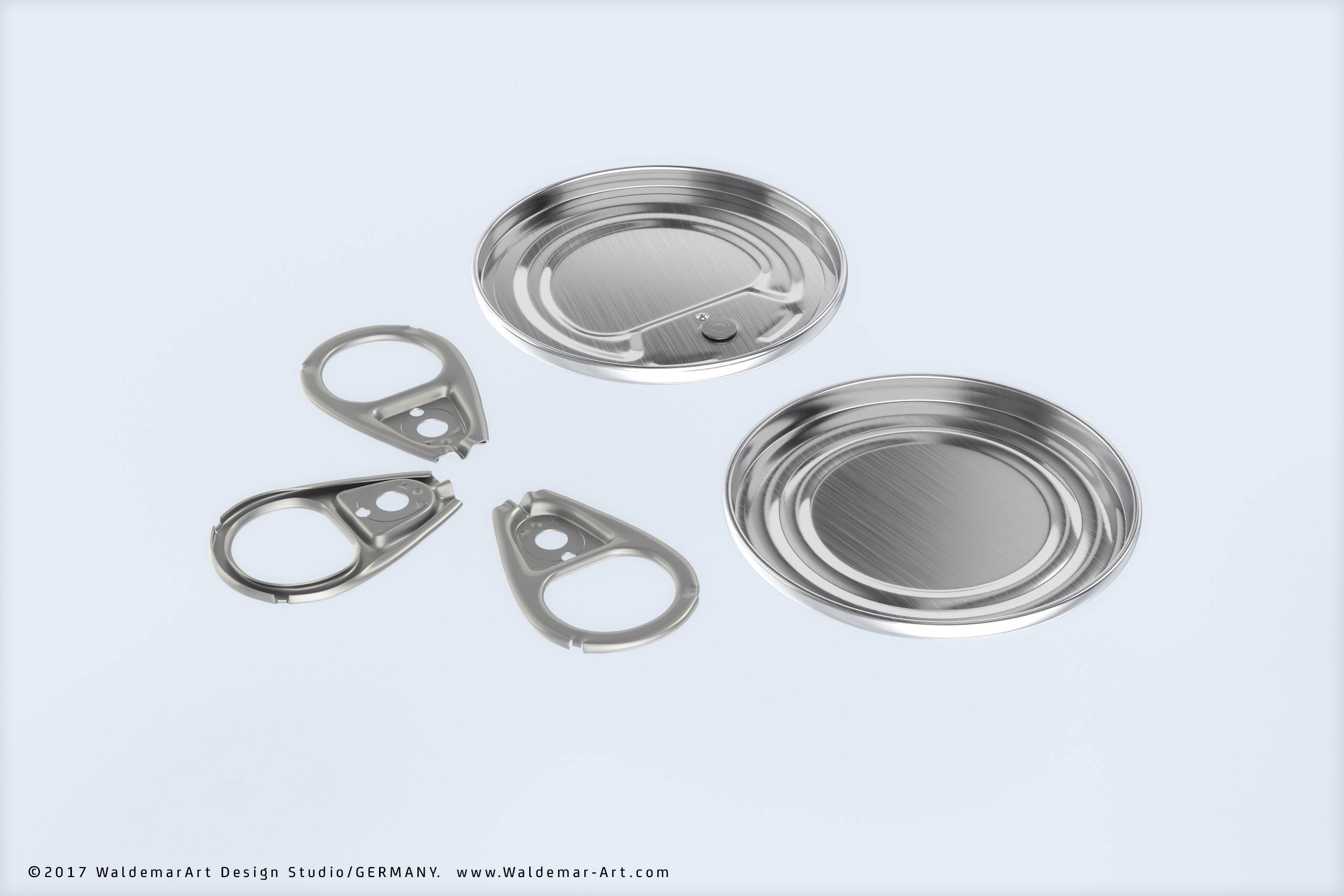Packaging 3D model of the Tin metal can 140g with pull open