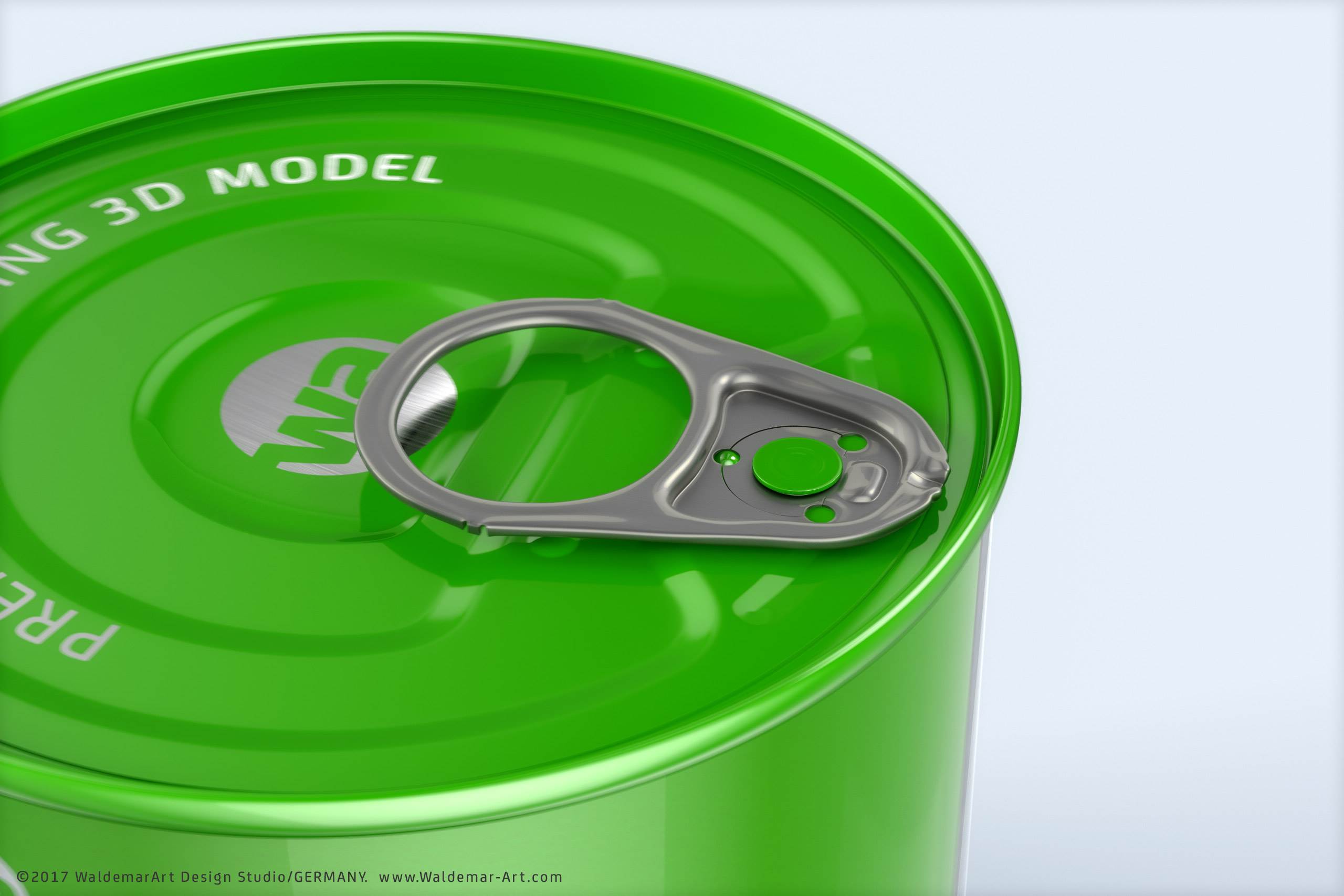 Packaging 3D model of the Tin metal can 250g with pull open