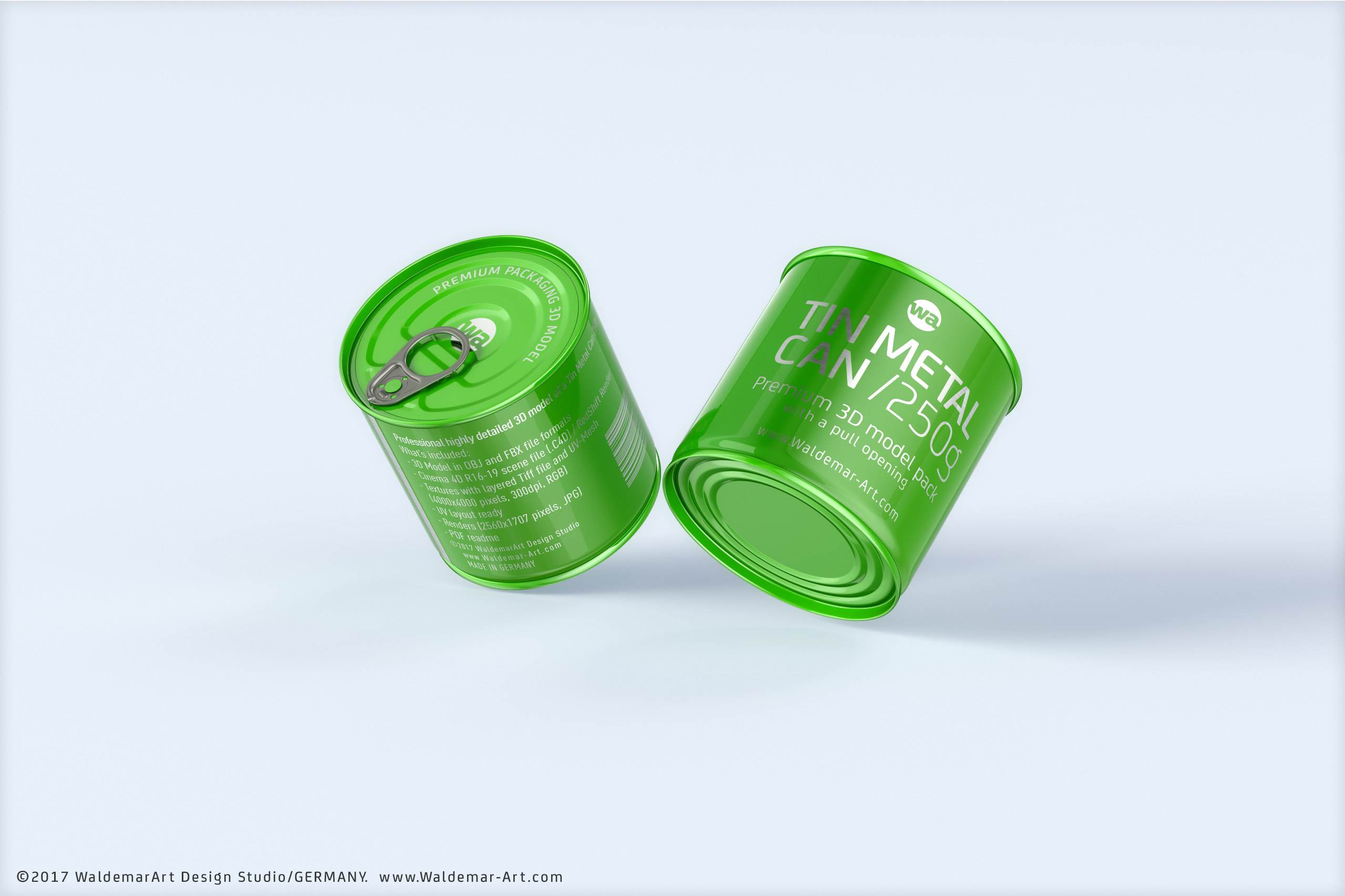 Packaging 3D model of the Tin metal can 250g with pull open