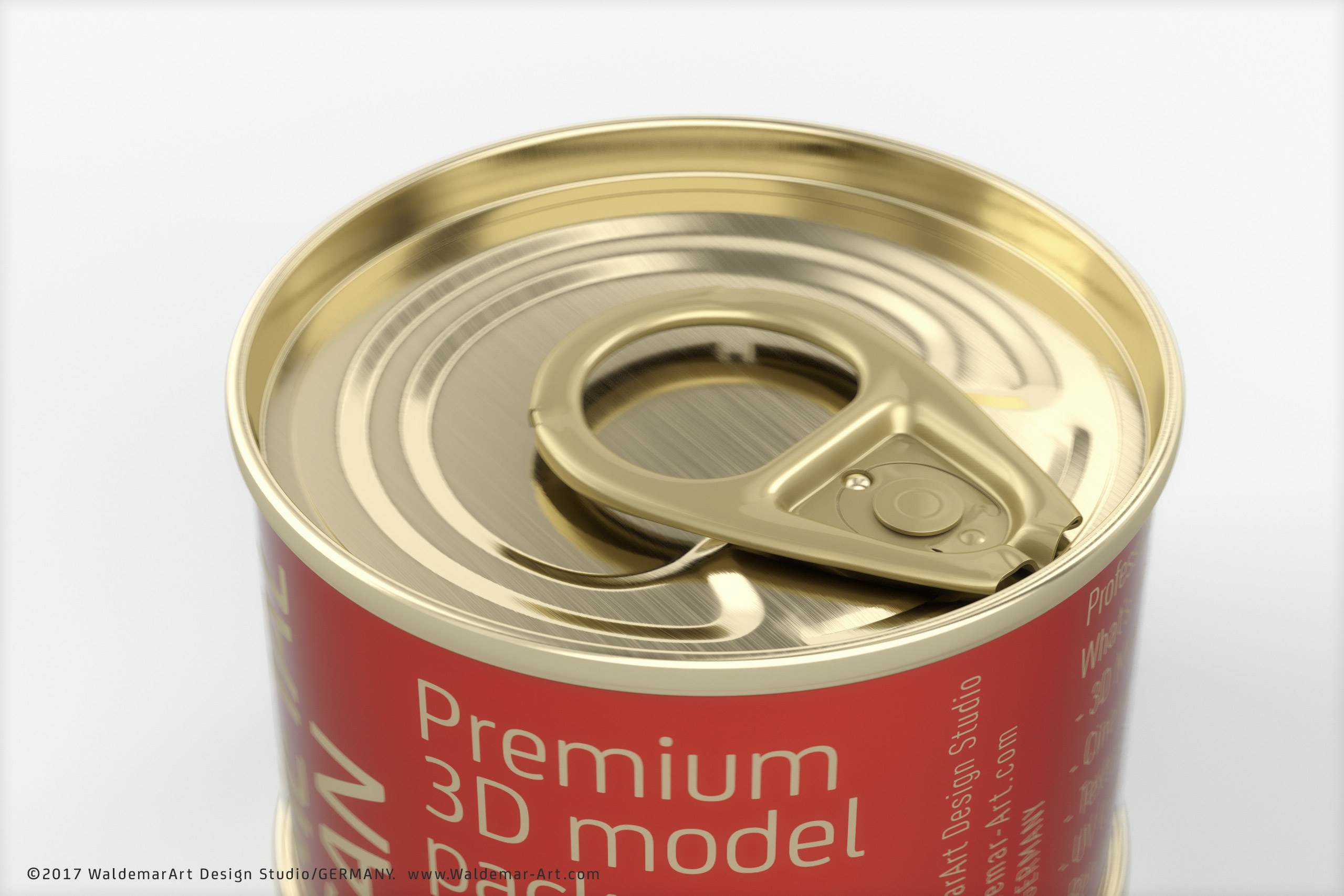 Packaging 3D model of the Tin metal can 70g with pull open