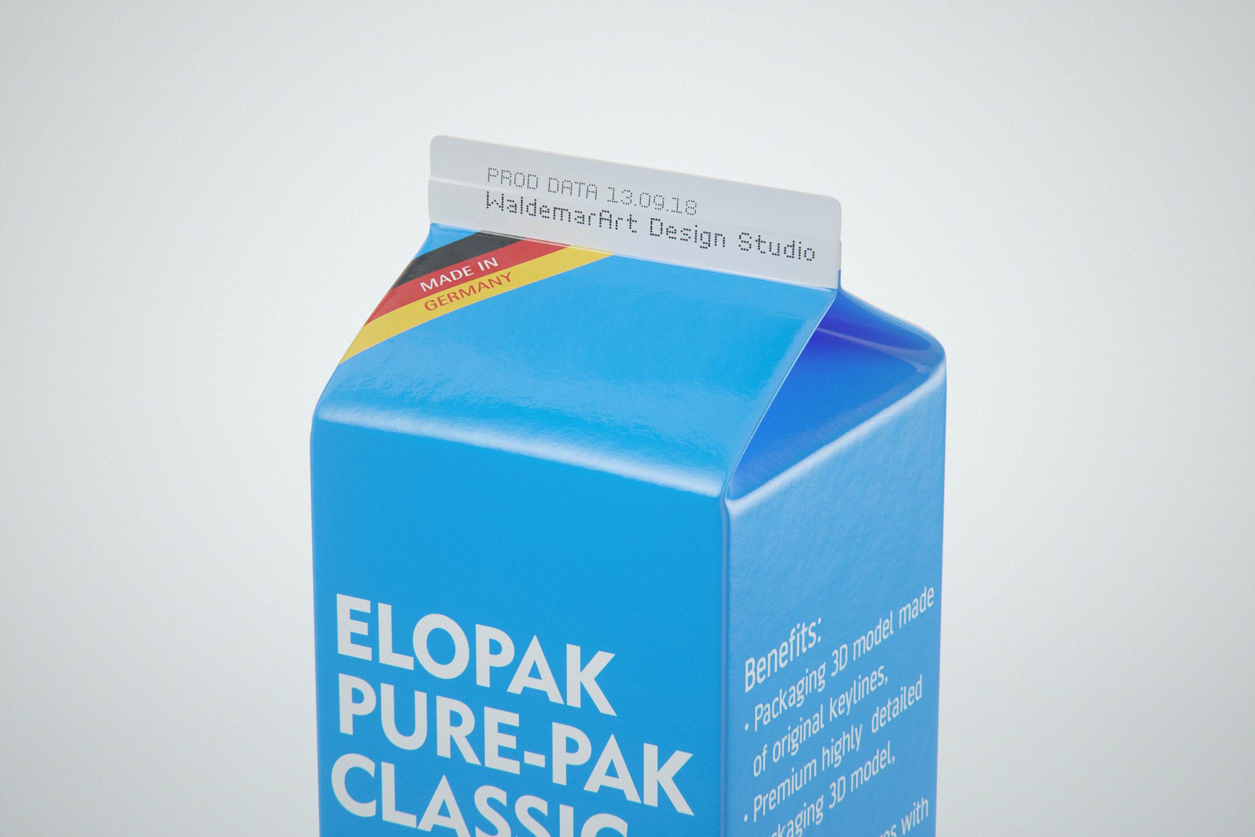 Elopak Pure-Pak Classic 1000ml (no opening) Premium carton packaging 3D model pack