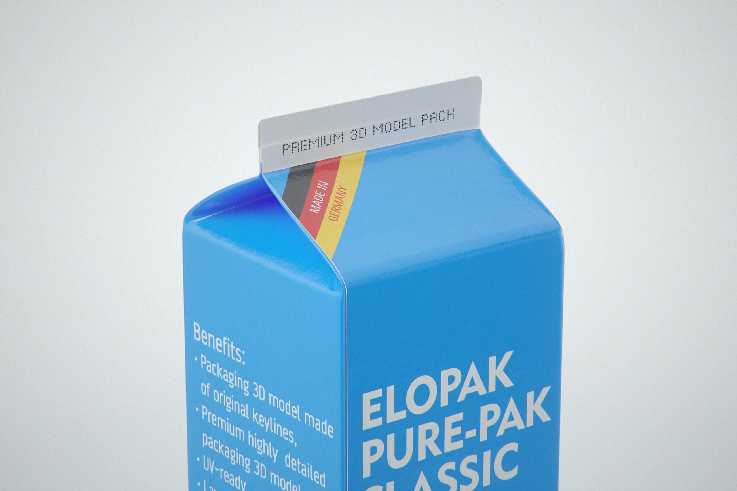 Elopak Pure-Pak Classic 1000ml (no opening) Premium carton packaging 3D model pack