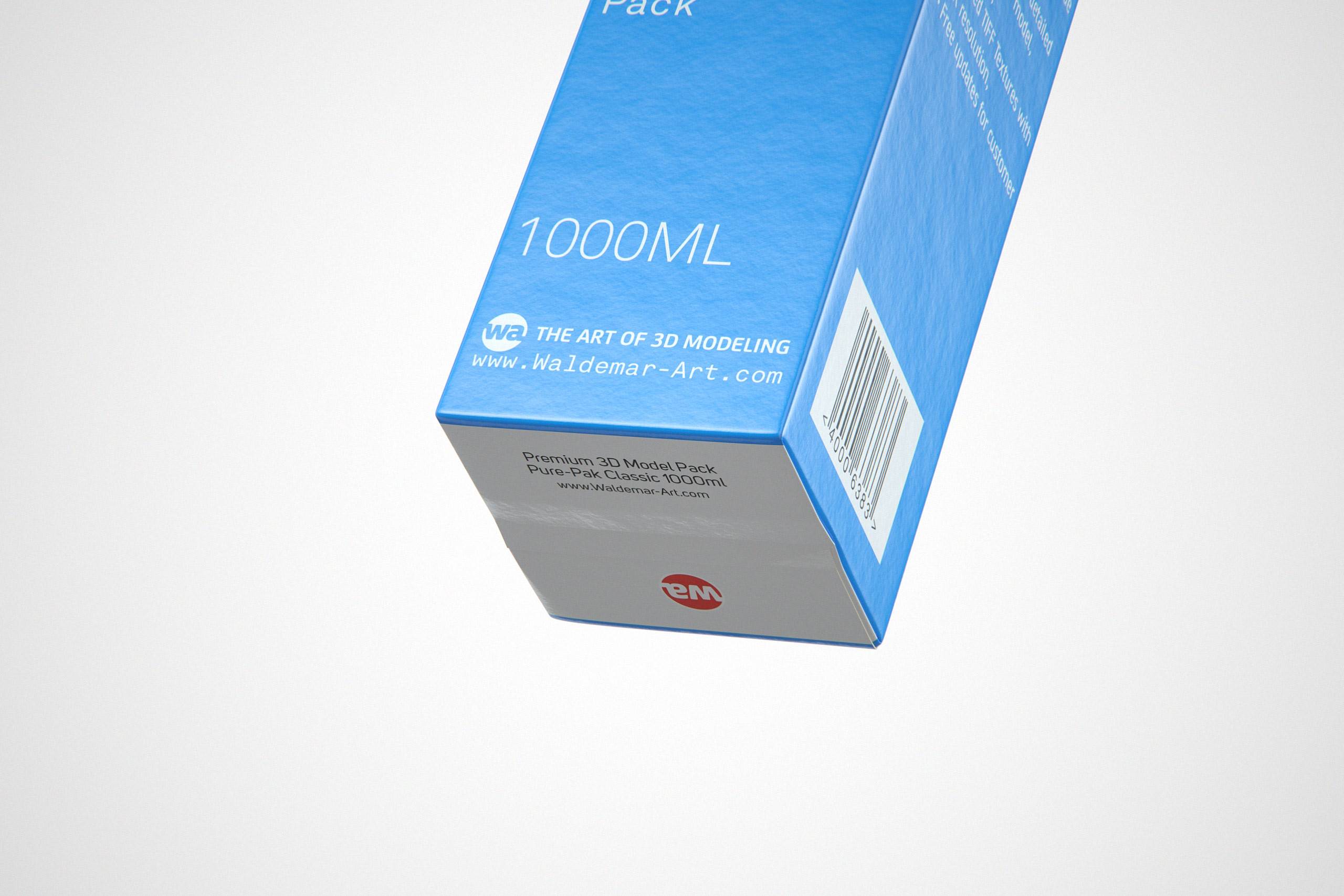 Elopak Pure-Pak Classic 1000ml (no opening) Premium carton packaging 3D model pack