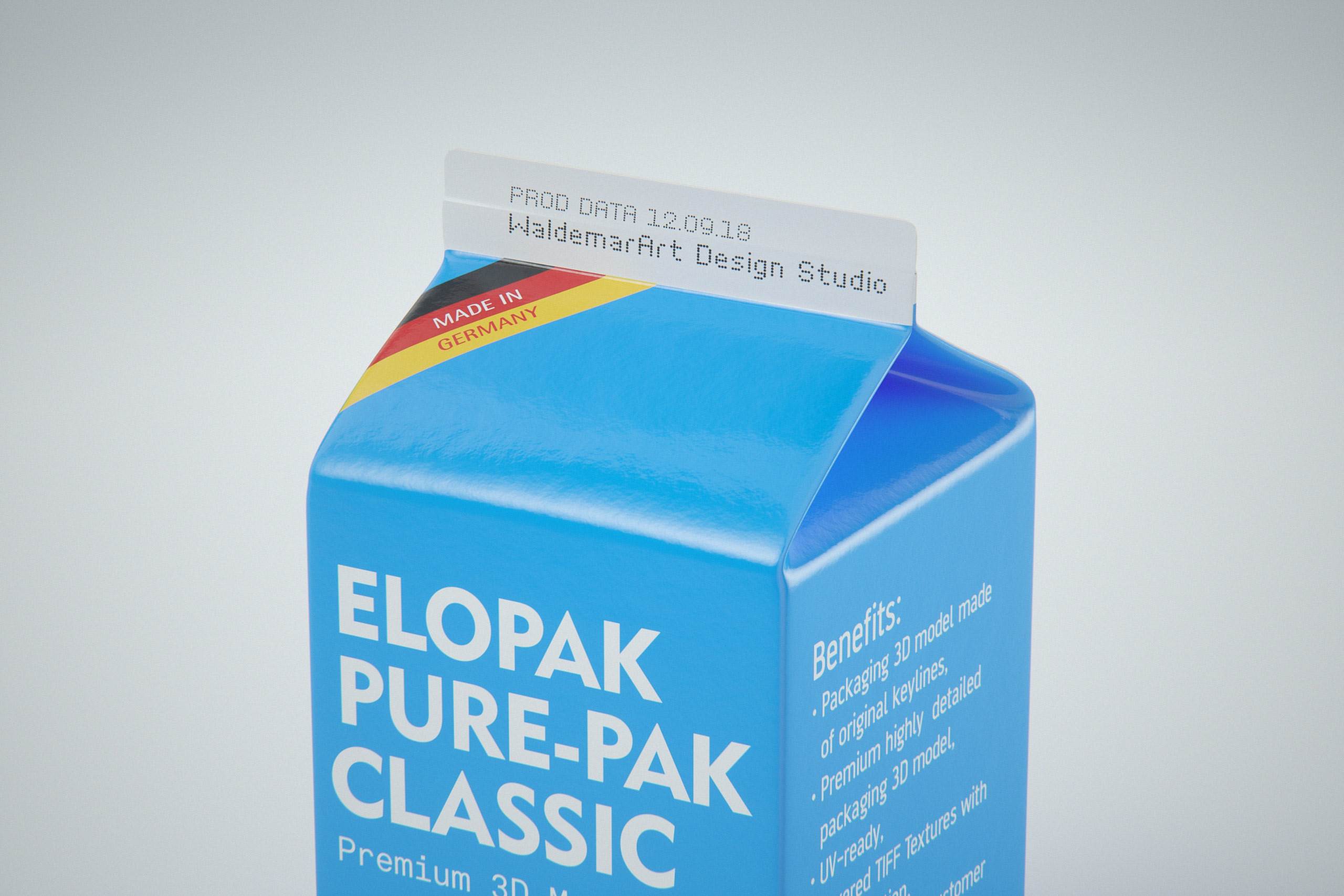 Elopak Pure-Pak Classic 500ml (no opening) Premium carton packaging 3D model pack