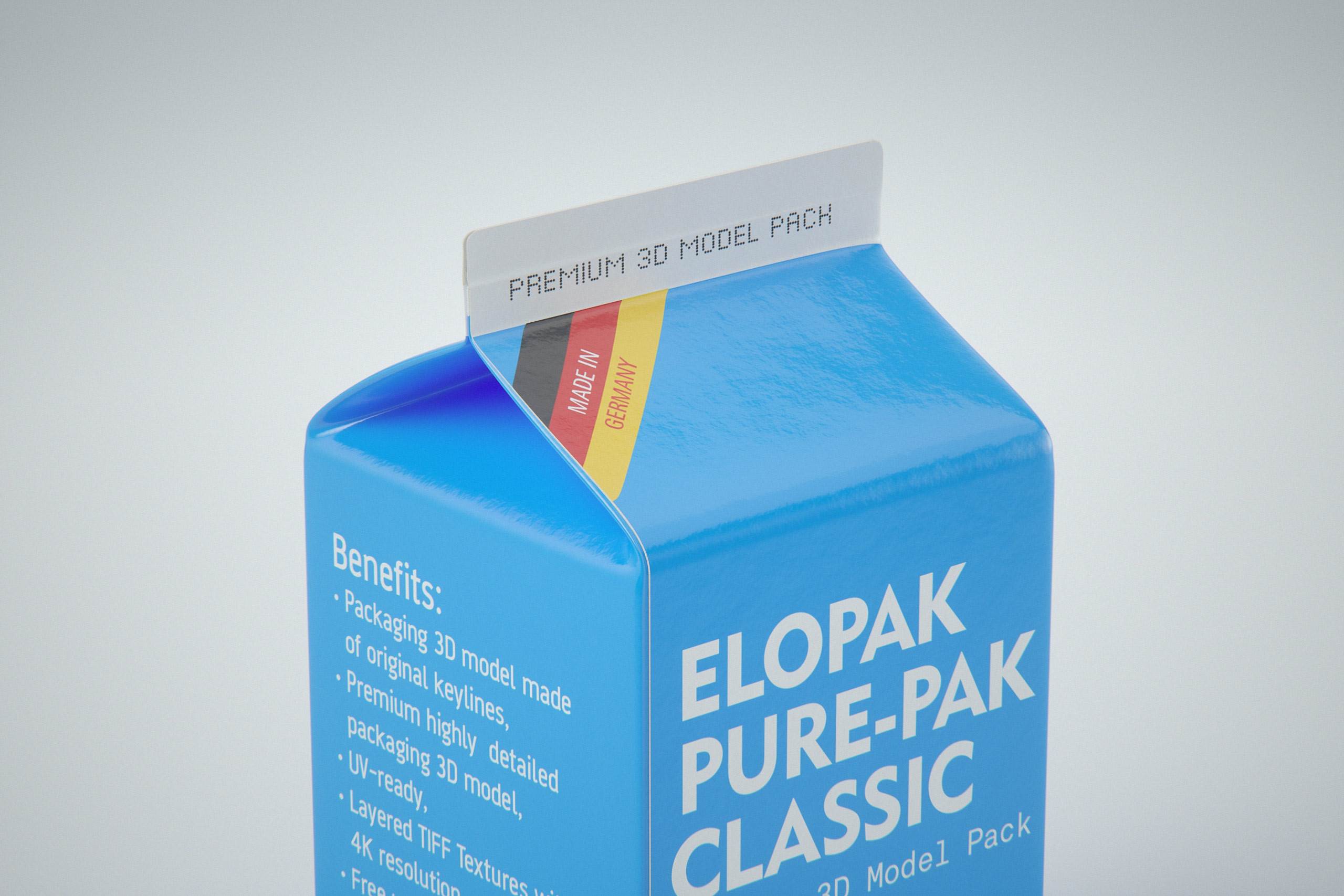 Elopak Pure-Pak Classic 500ml (no opening) Premium carton packaging 3D model pack