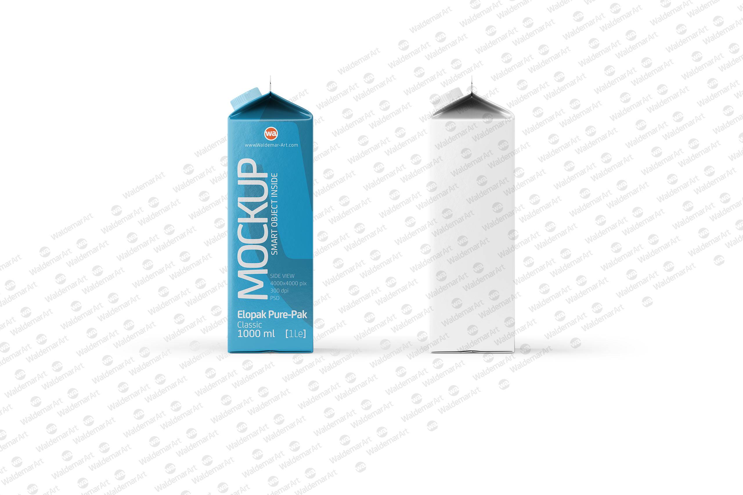 Elopak Pure-Pak Classic 1000ml Photoshop Mockup - Side view
