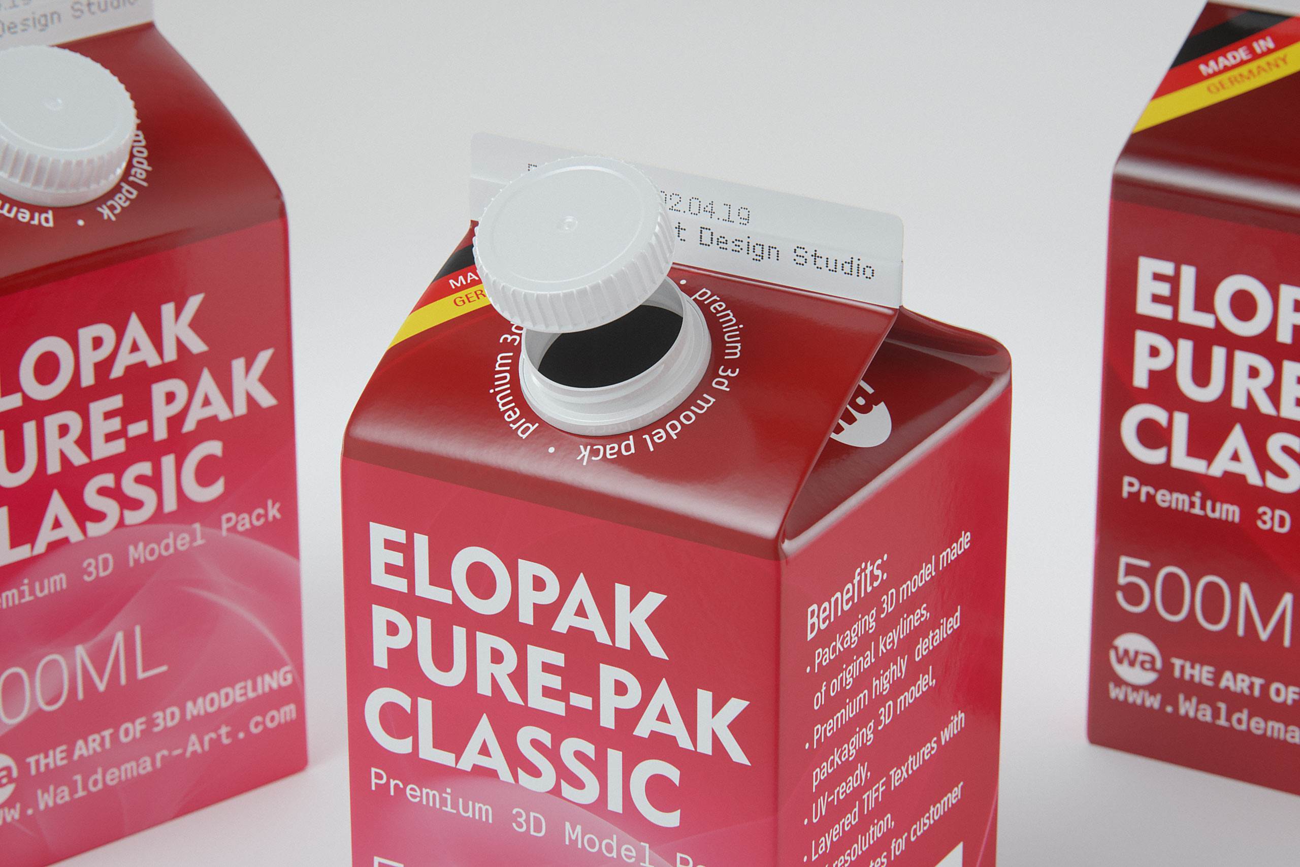 Elopak 3d model - Pure-Pak Classic 500ml packaging 3d model