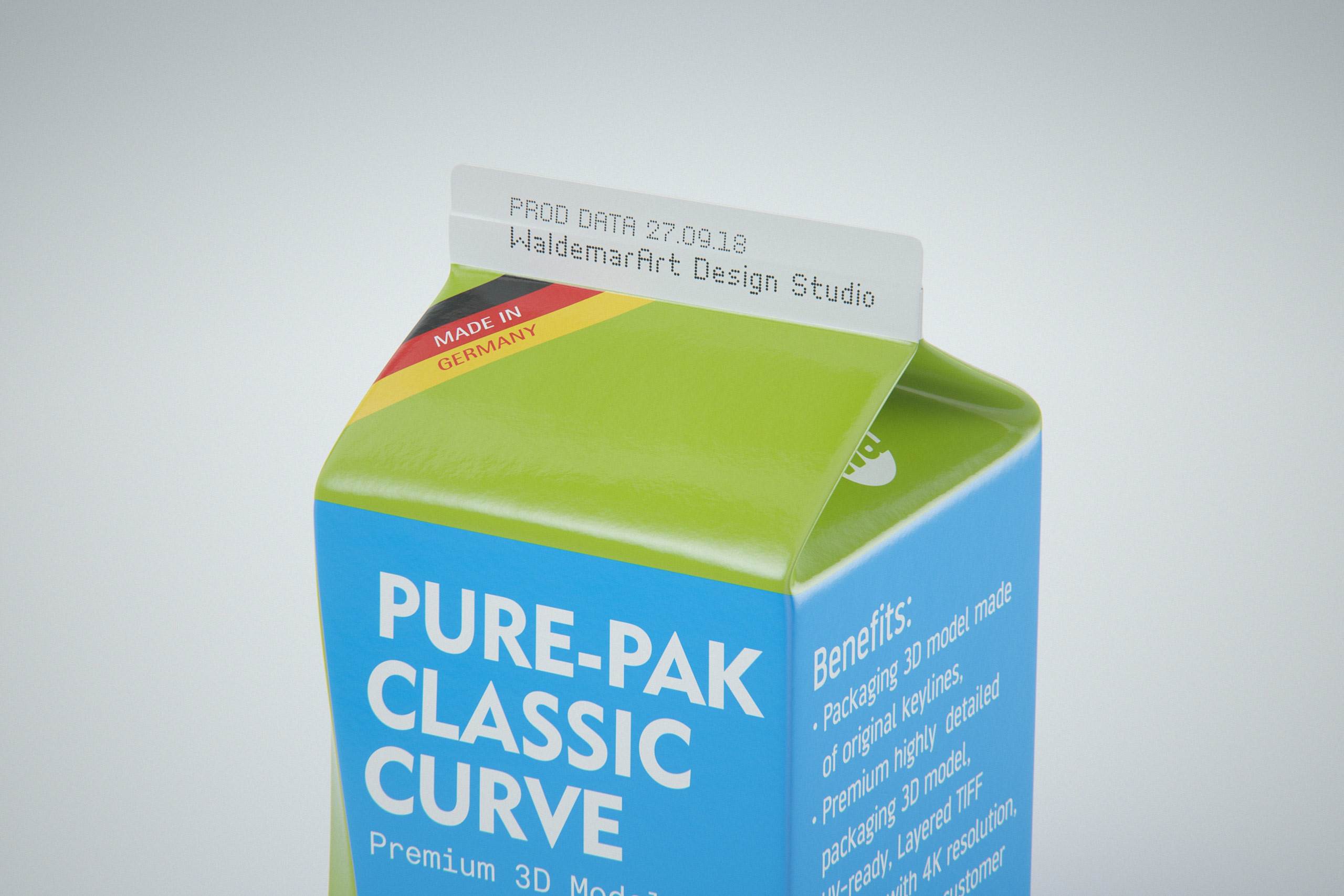 Elopak Pure-Pak Classic CURVE 500ml (no opening) Premium carton packaging 3D model pack