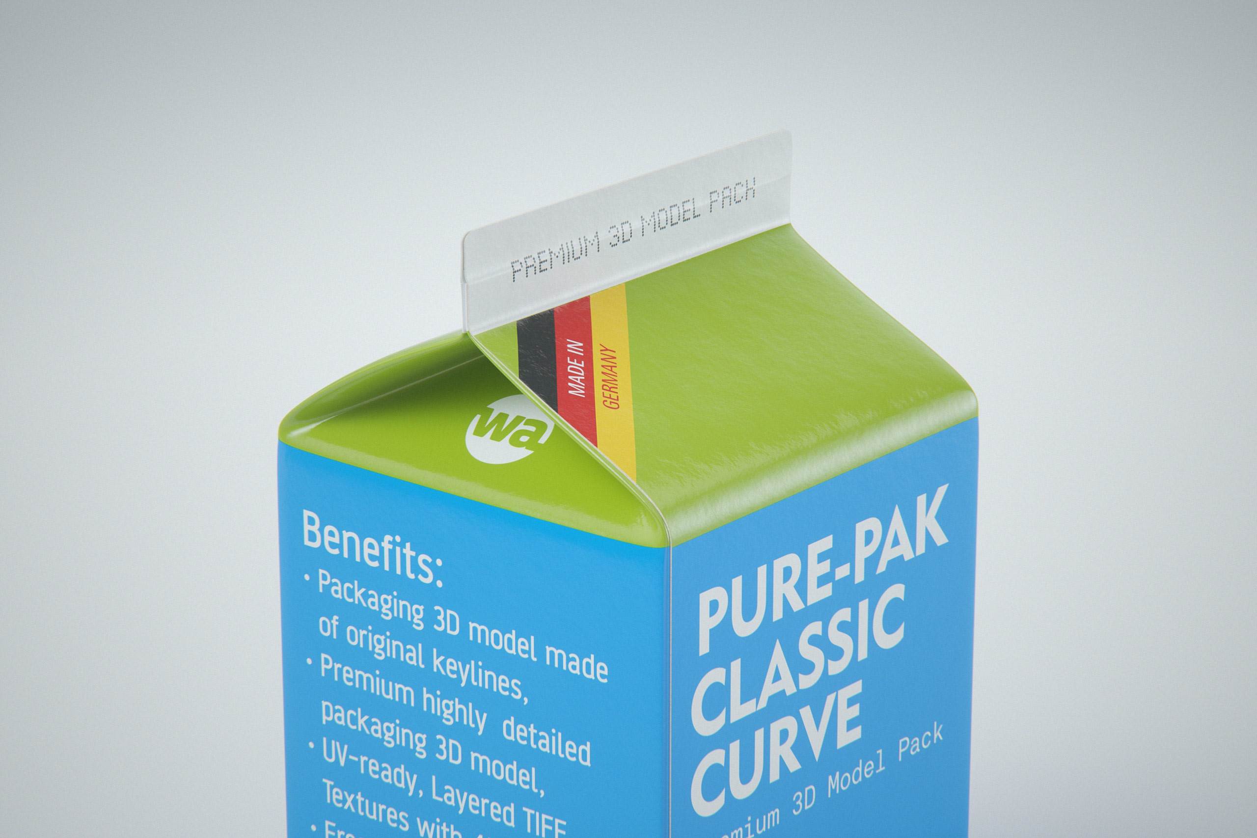 Elopak Pure-Pak Classic CURVE 500ml (no opening) Premium carton packaging 3D model pack