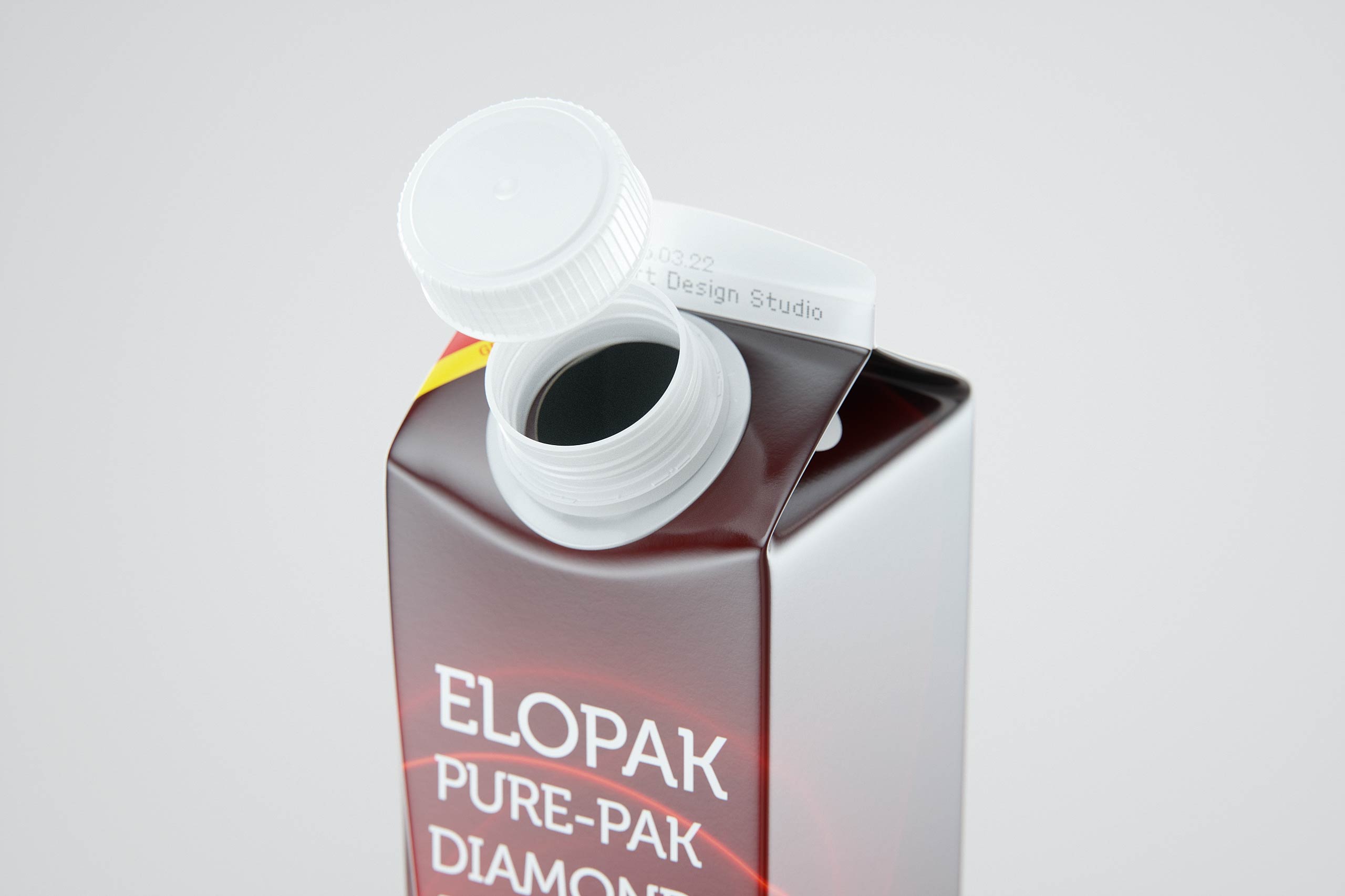 Elopak Pure-Pak Diamond Curve 900ml packaging 3D model pack - close-up view