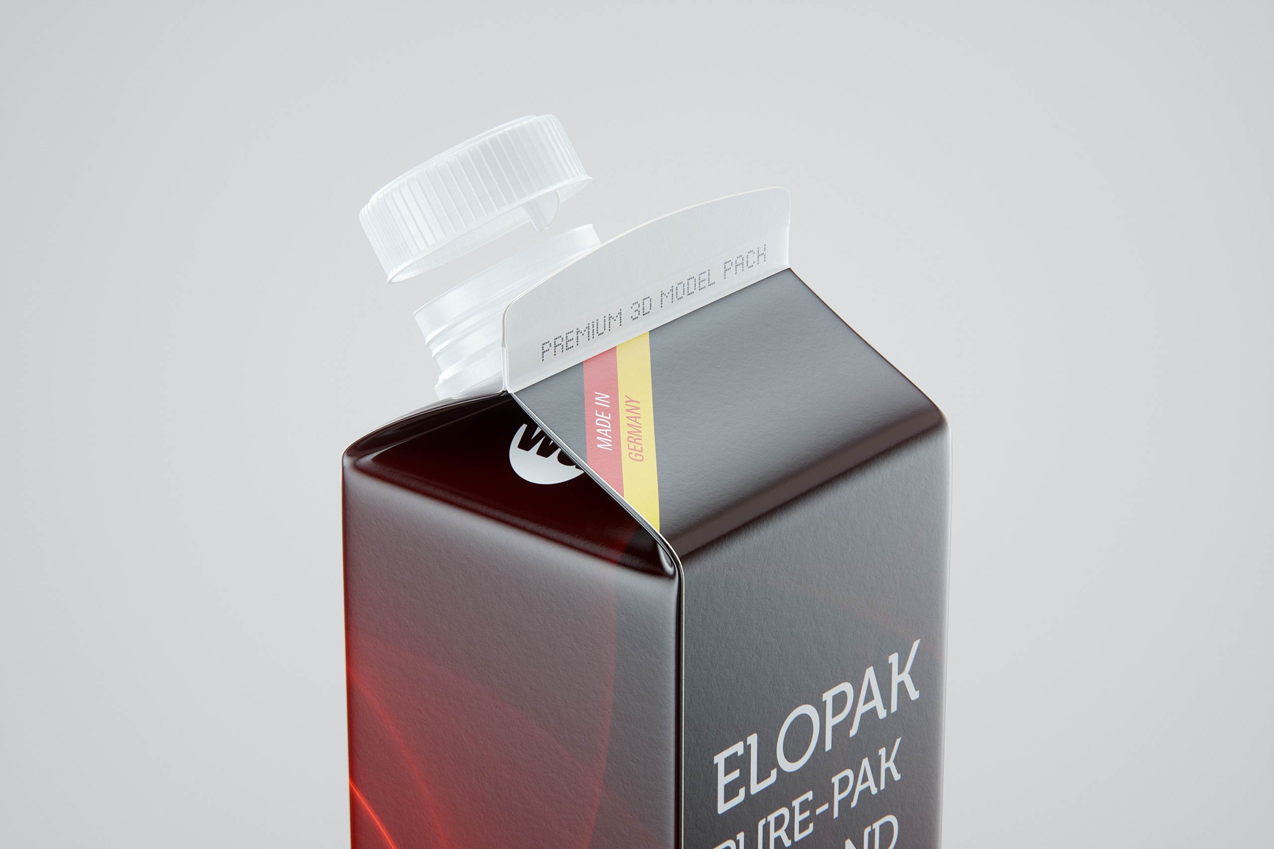 Elopak Pure-Pak Diamond Curve 900ml packaging 3D model pack - back-side view