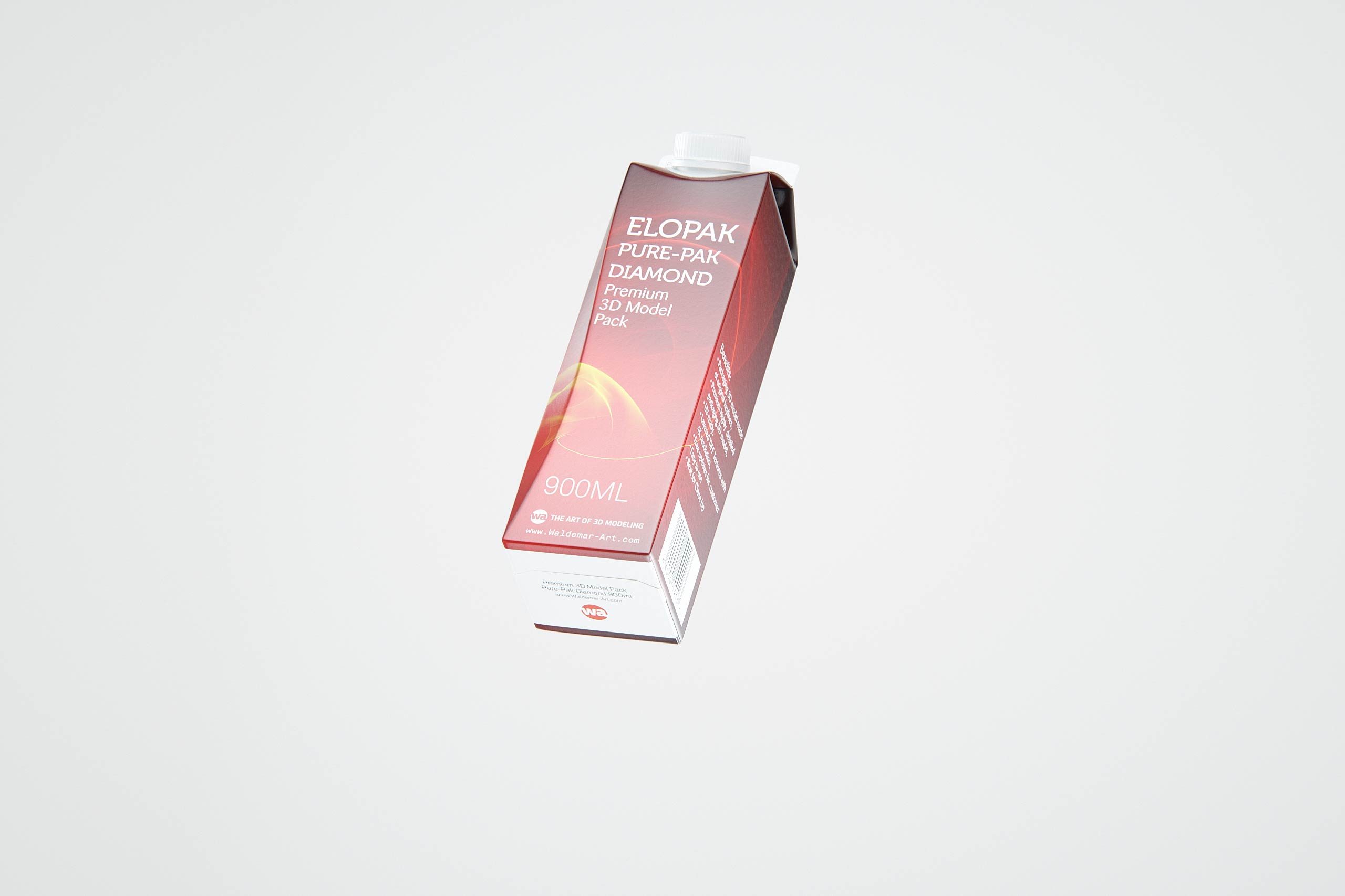 Elopak Pure-Pak Diamond Curve 900ml packaging 3D model pack - front-bottom view