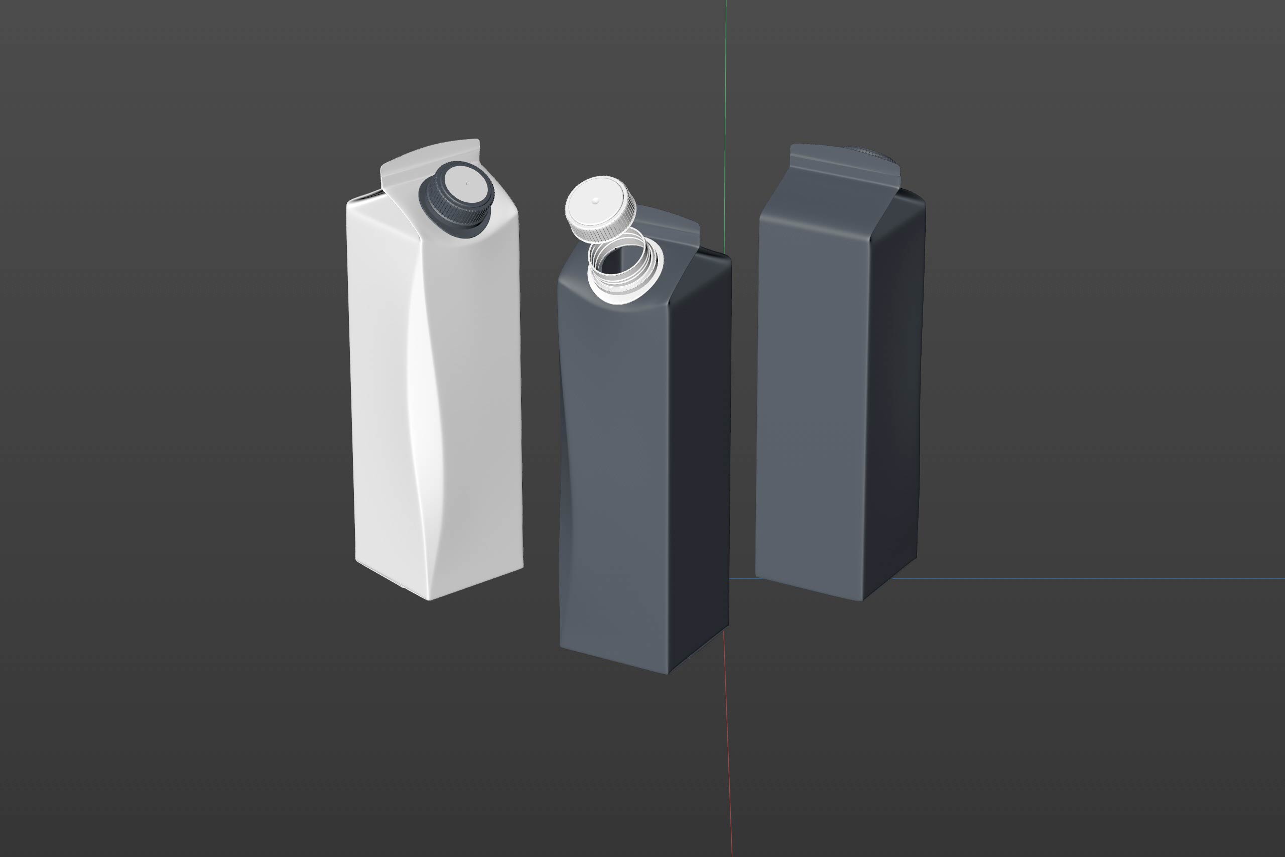 Elopak Pure-Pak Diamond Curve 900ml packaging 3D model pack - clay render