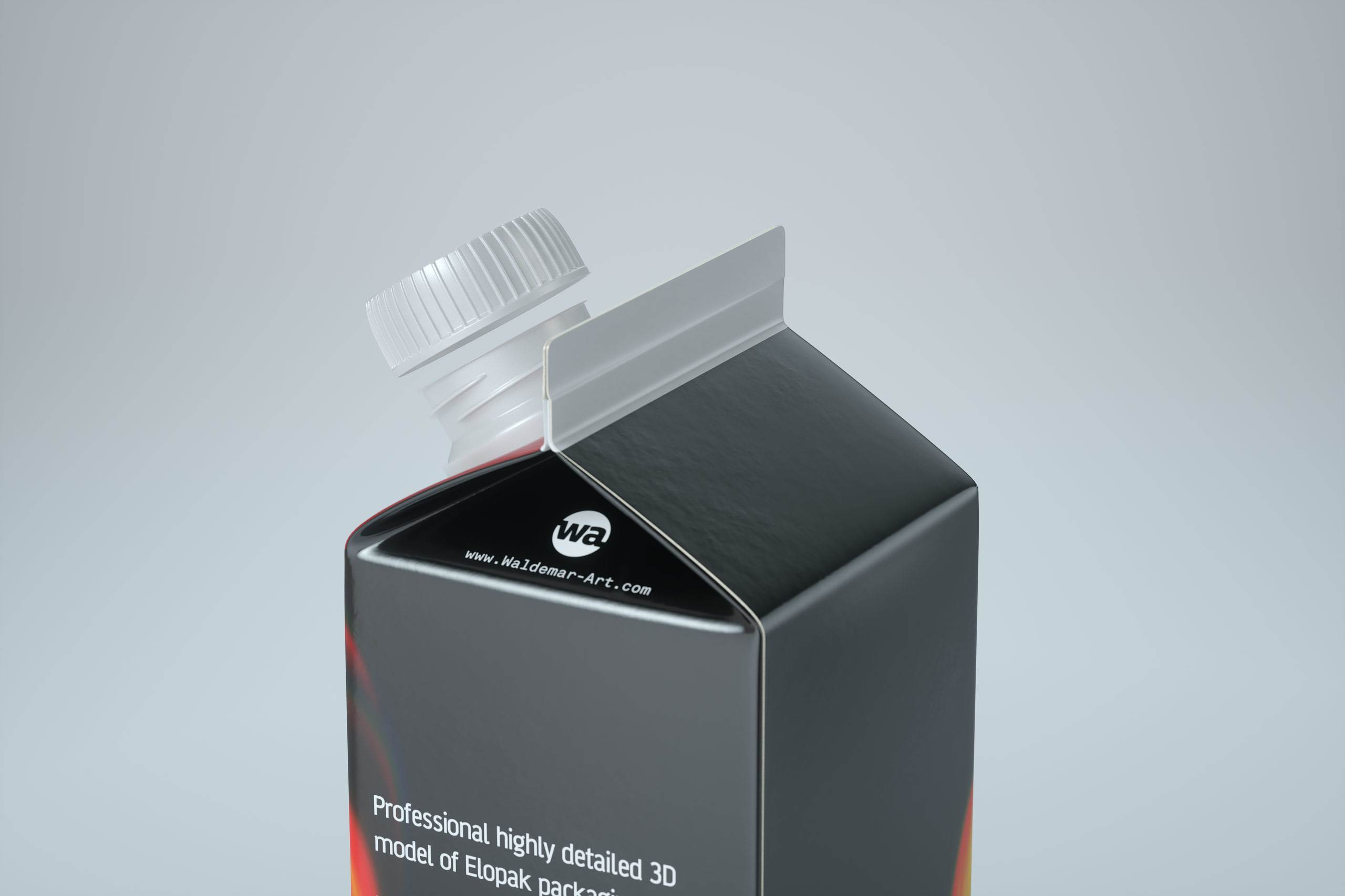 Elopak Pure-Pak Diamond Curve Slim 500ml Premium packaging 3D model - back-side view