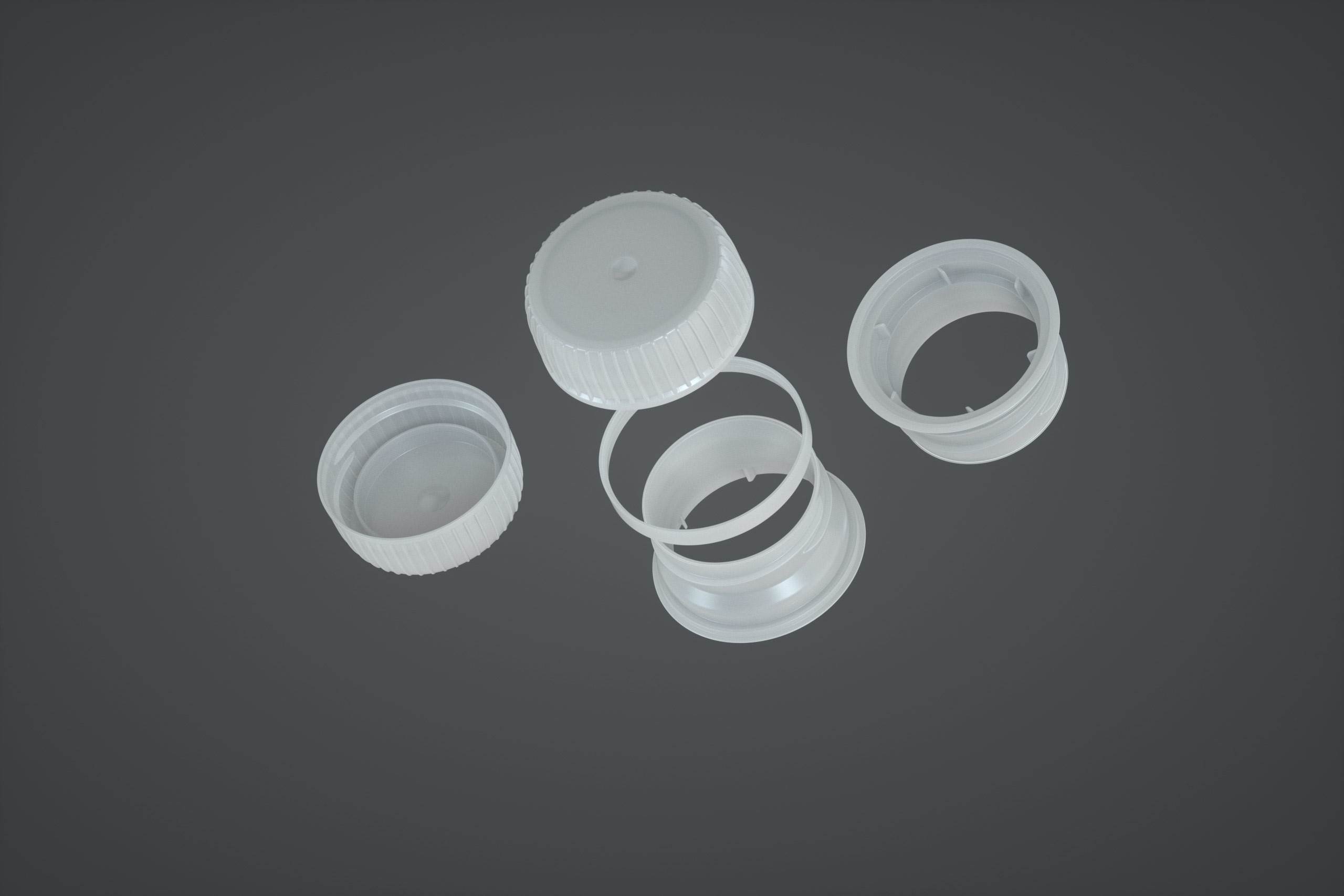 Elopak Pure-Pak Diamond Curve Slim 500ml Premium packaging 3D model - exploded cap