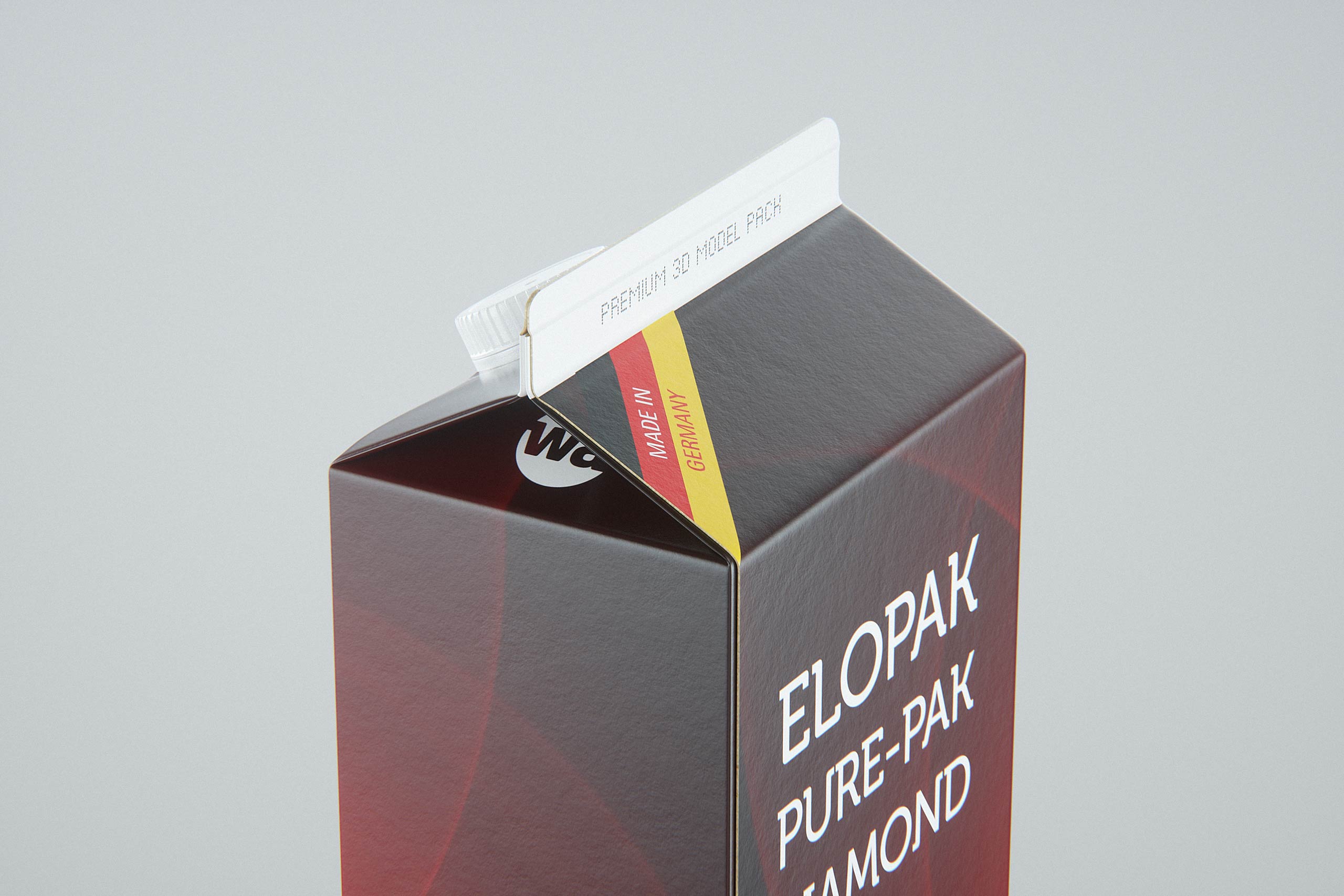 Elopak Pure-Pak Diamond Slim 1500ml carton packaging 3D model pack - back-side view