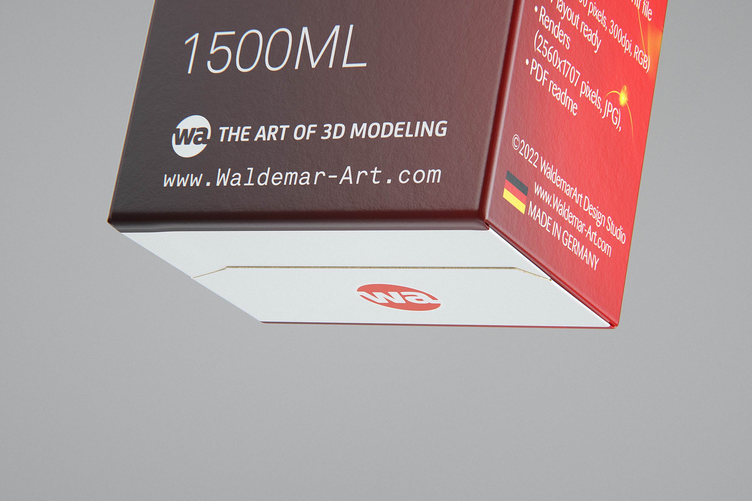 Elopak Pure-Pak Diamond Slim 1500ml carton packaging 3D model pack - front-bottom close-up view