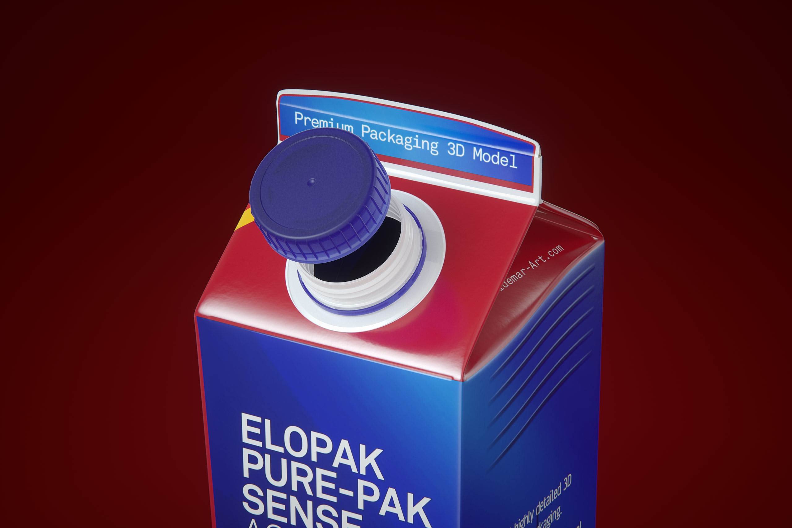 Elopak Pure-Pak Sense Linea 1000ml Carton packaging 3D model - close-up view