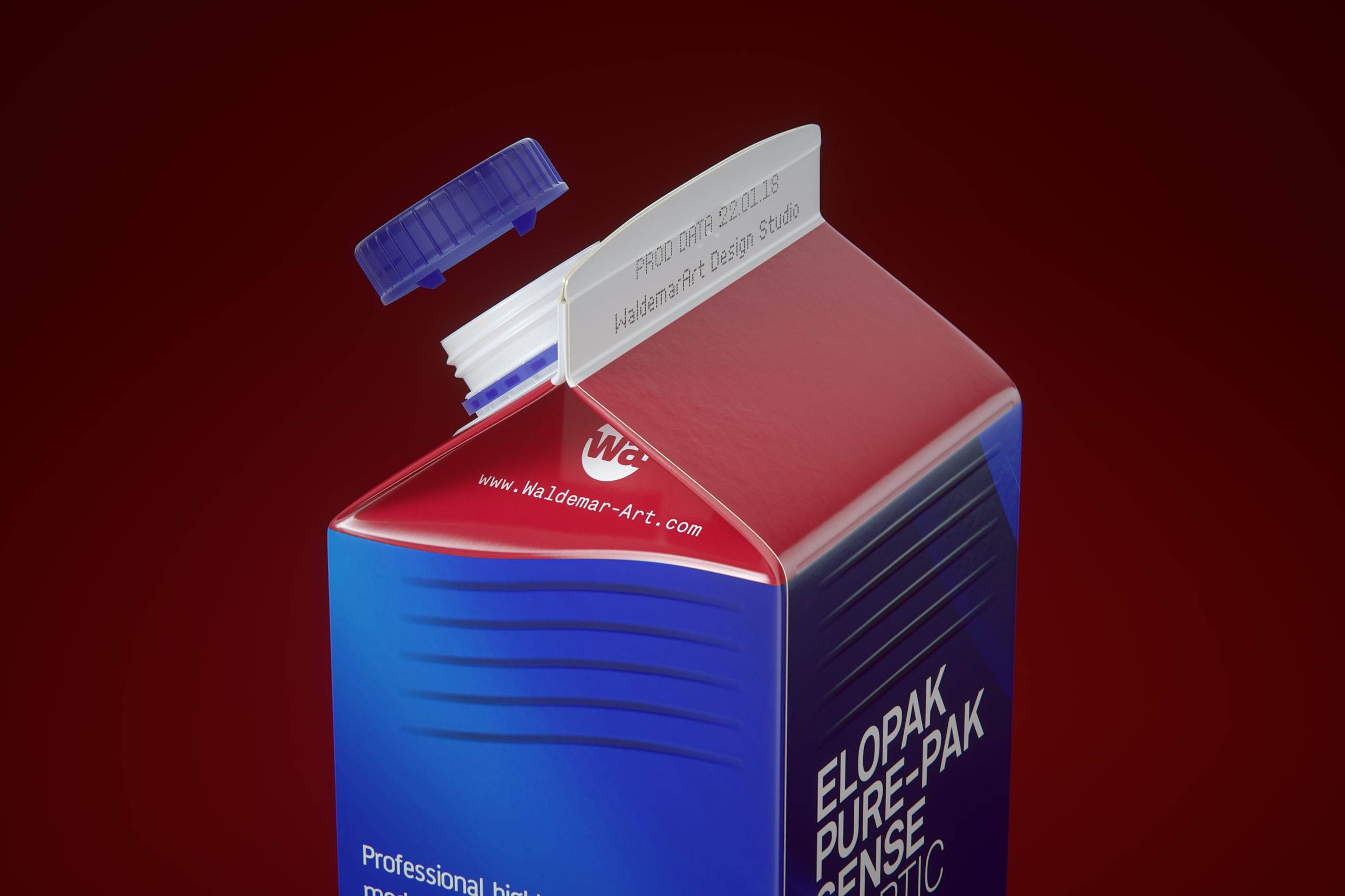 Elopak Pure-Pak Sense Linea 1000ml Carton packaging 3D model - back-side view