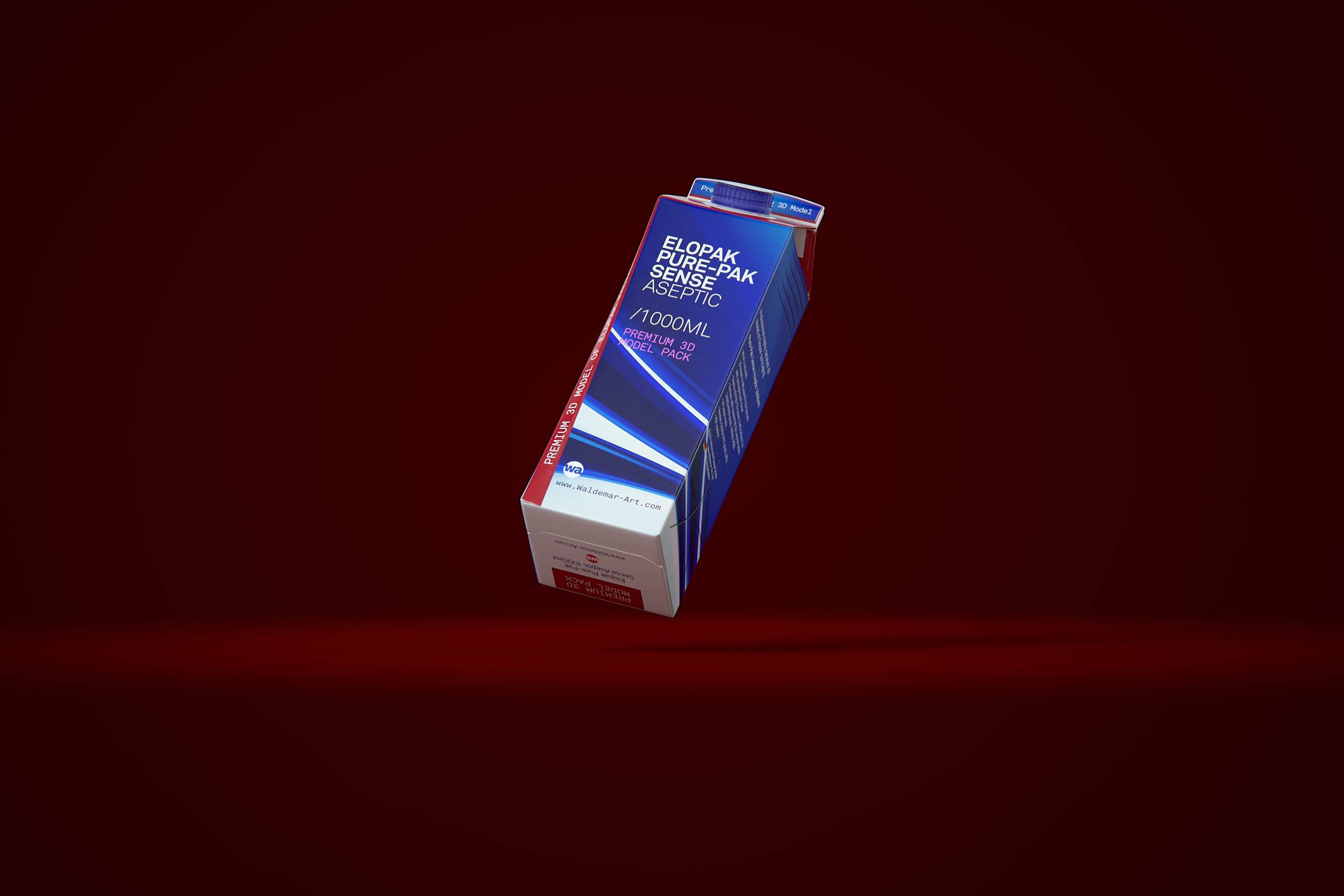 Elopak Pure-Pak Sense Linea 1000ml Carton packaging 3D model - front-bottom view