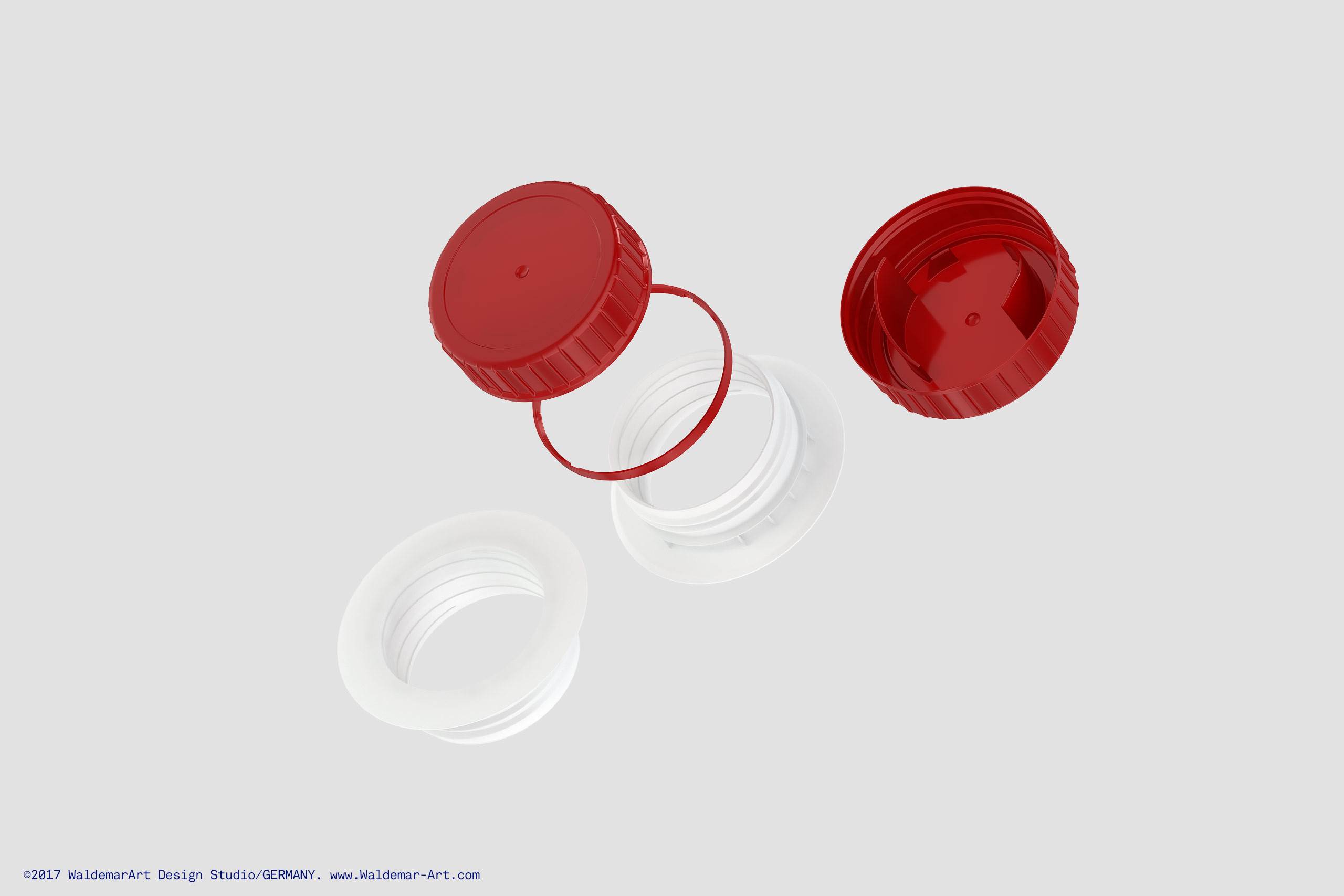 Elopak Pure-Pak Sense Linea 1000ml Carton packaging 3D model, exploded cap