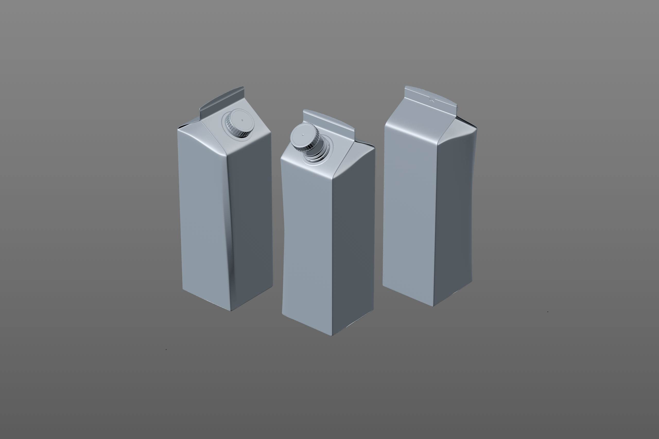 Elopak Pure-Pak Sense Linea 1000ml Carton packaging 3D model, clay render