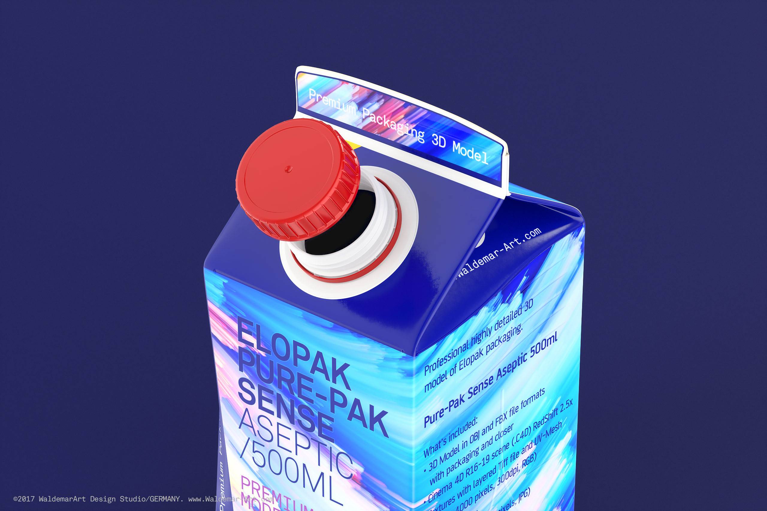 Elopak Pure-Pak Sense Linea 500ml Carton packaging 3D model
