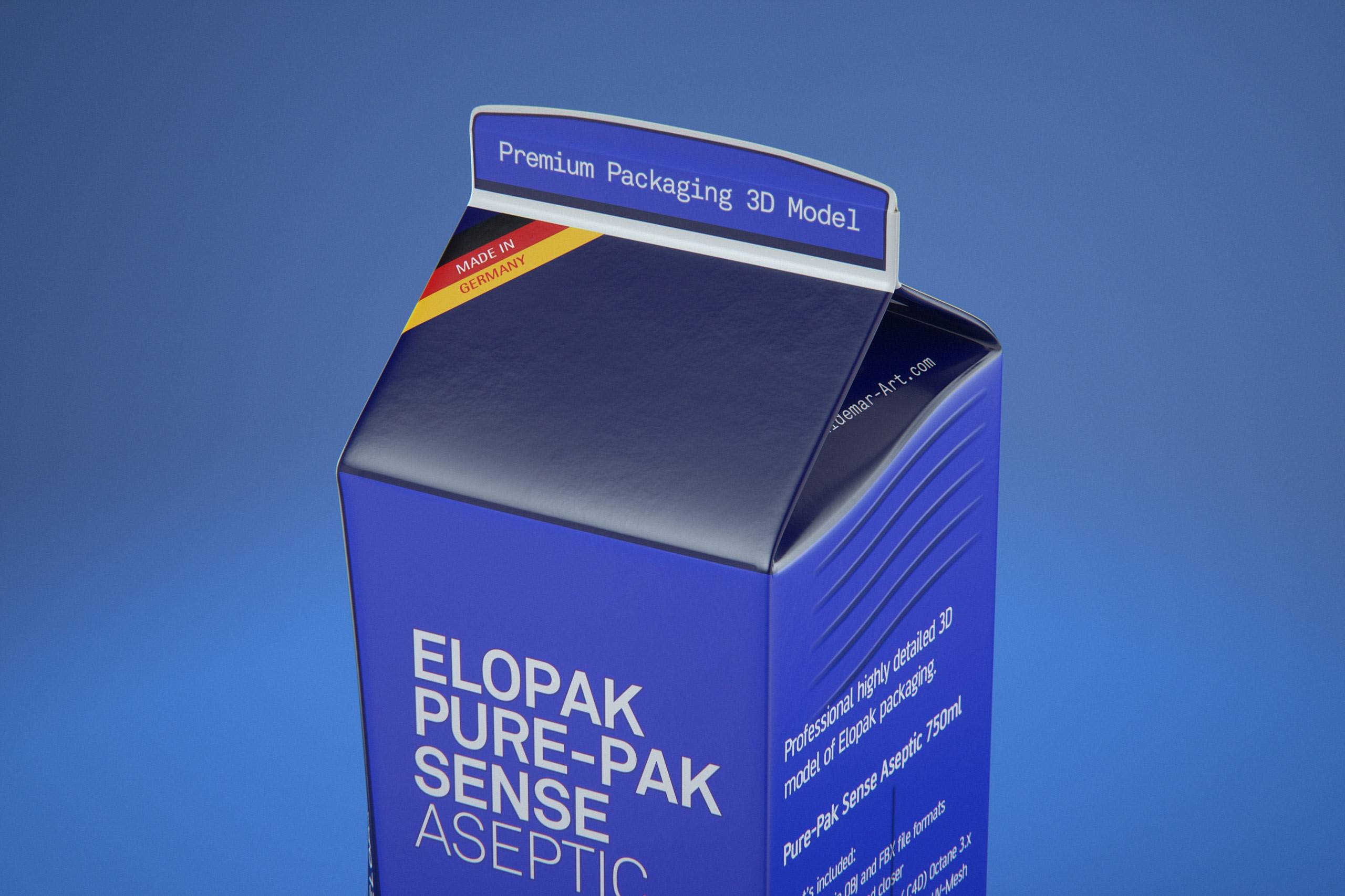 Elopak Pure-Pak Sense 750ml (no opening) Premium carton packaging 3D model pack