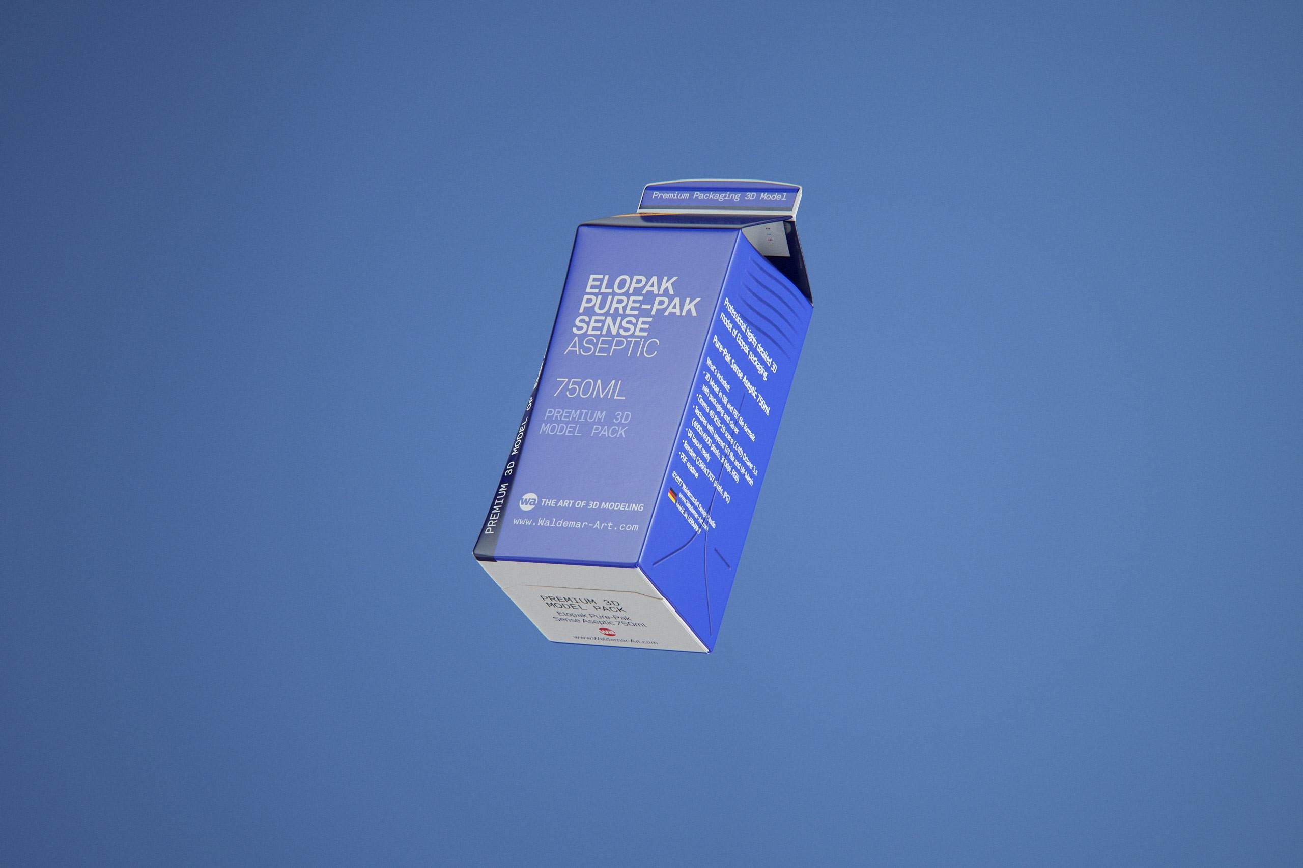 Elopak Pure-Pak Sense 750ml (no opening) Premium carton packaging 3D model pack