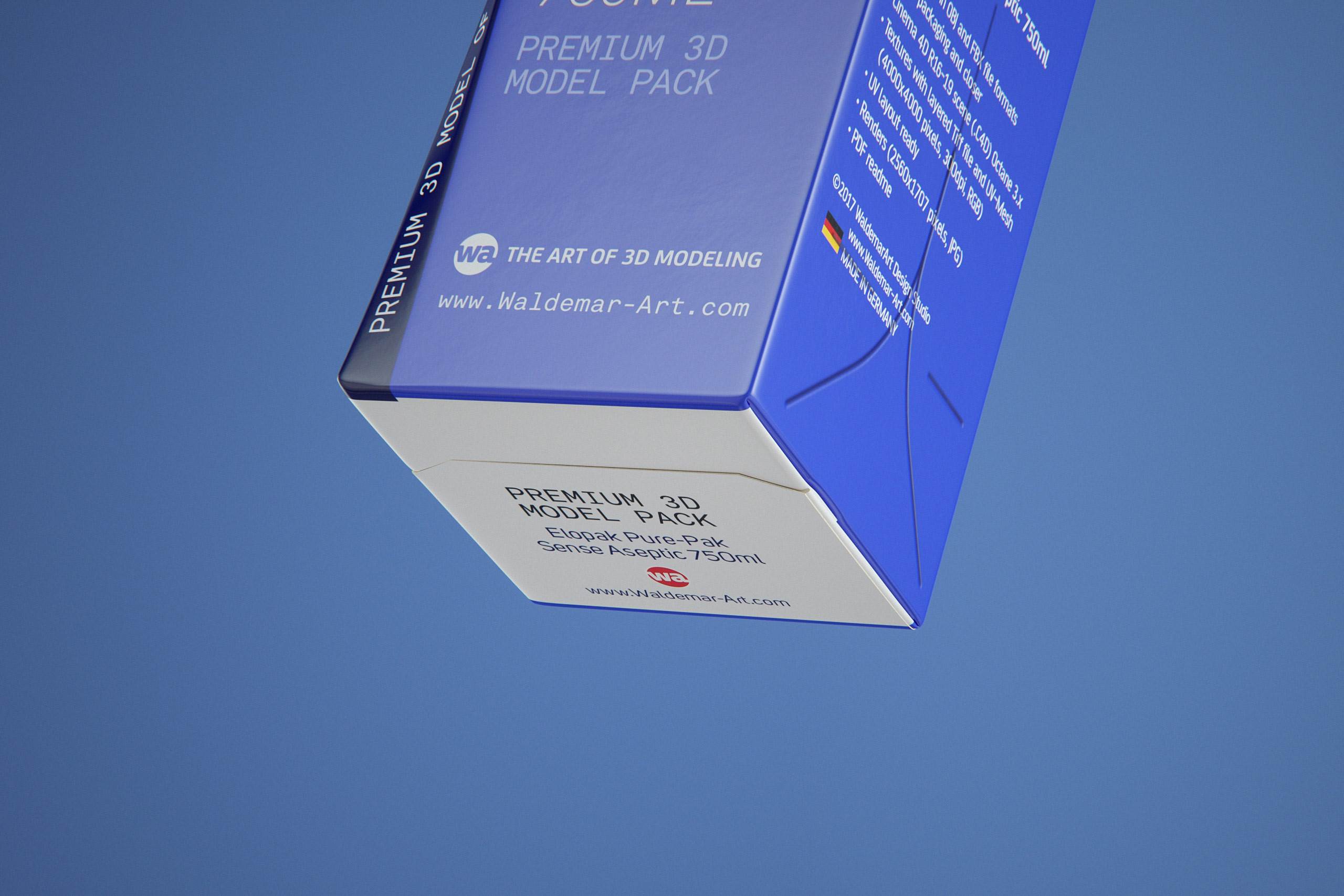 Elopak Pure-Pak Sense 750ml (no opening) Premium carton packaging 3D model pack