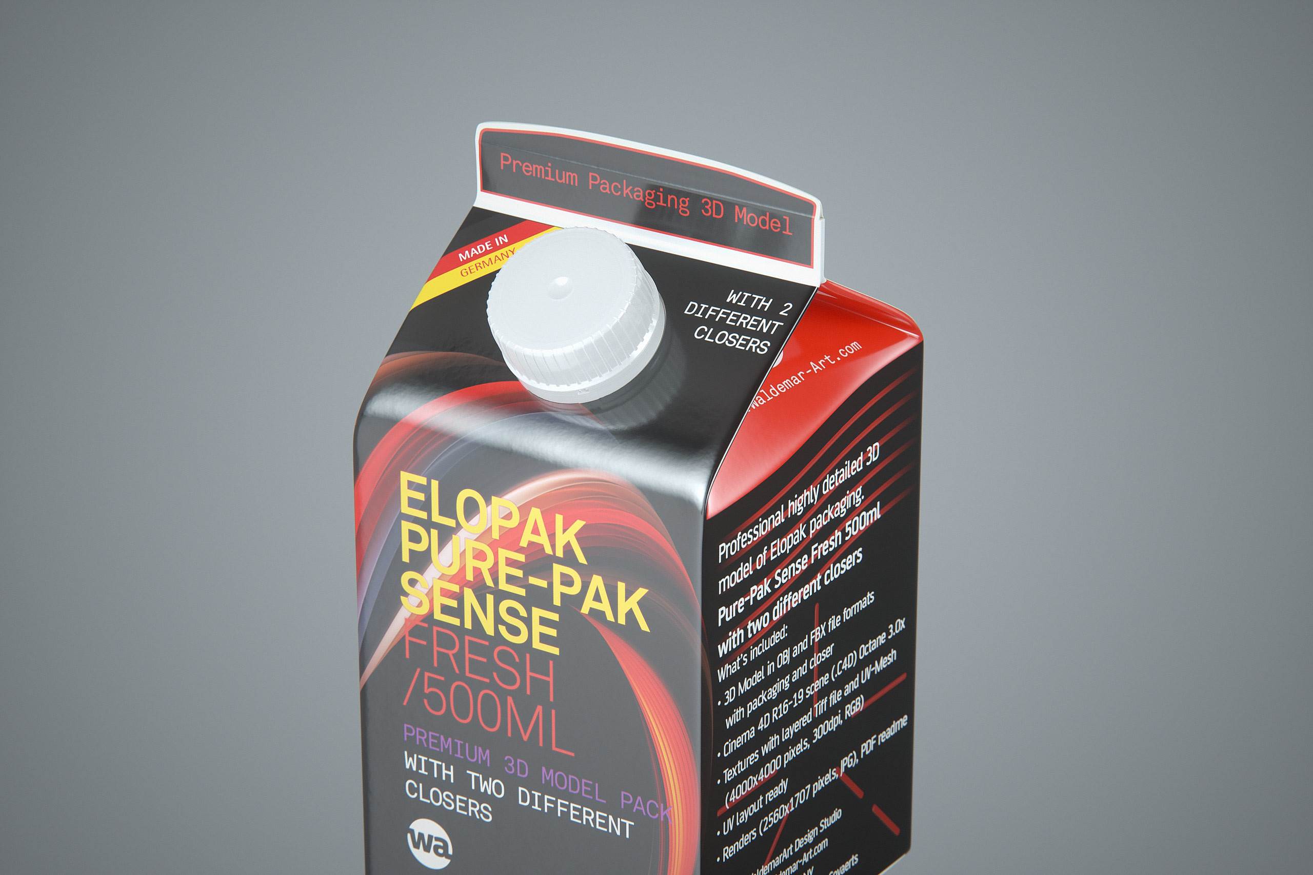 Elopak Pure-Pak Sense Fresh 500ml Carton packaging 3D model