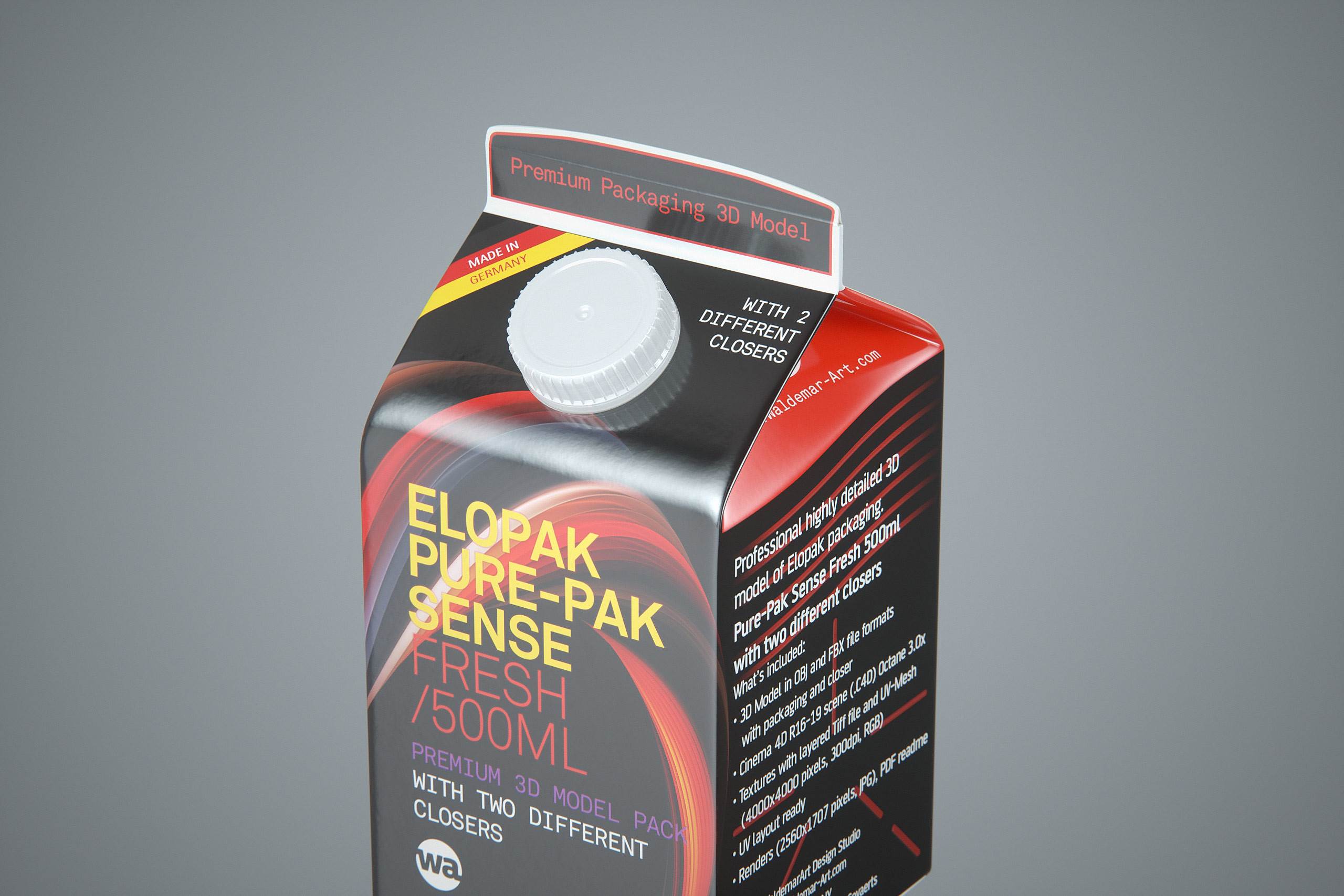 Elopak Pure-Pak Sense Fresh 500ml Carton packaging 3D model