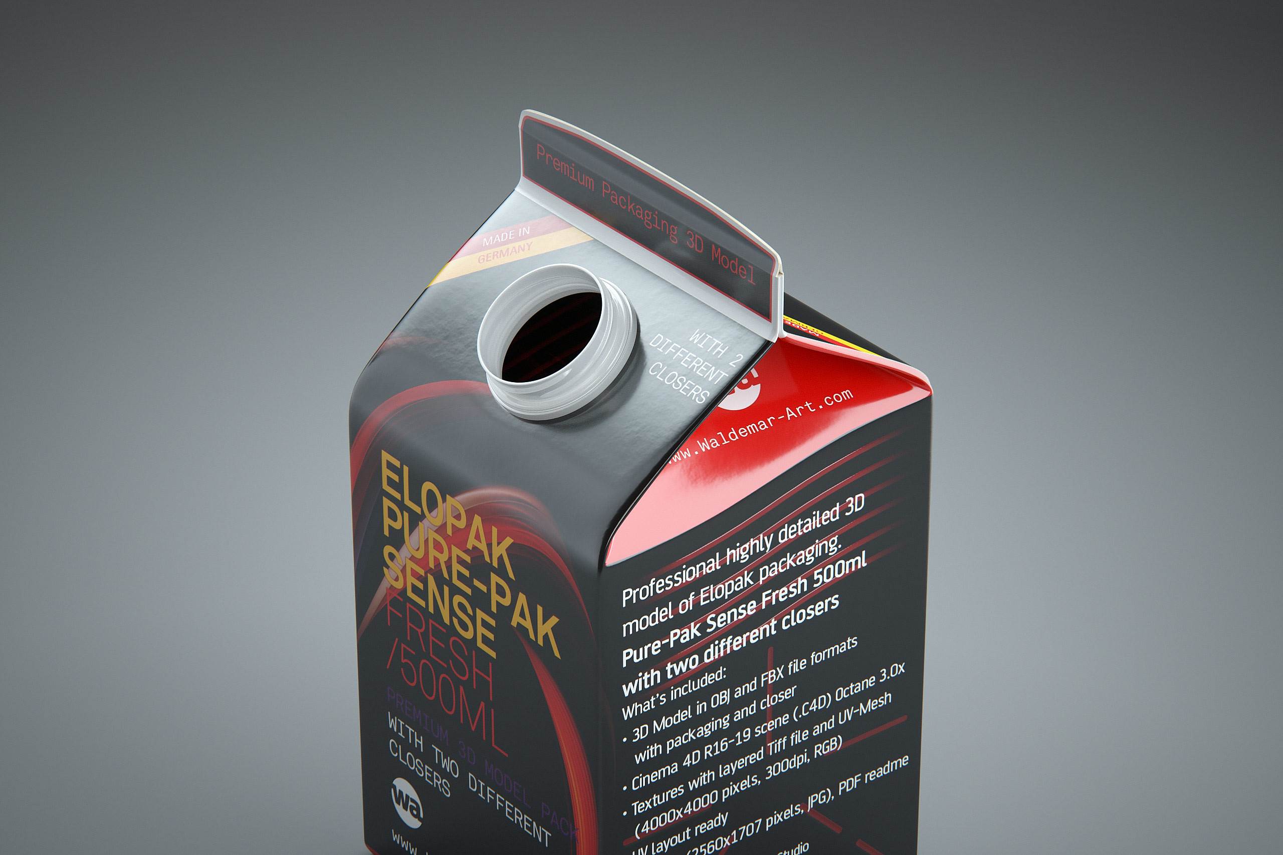 Elopak Pure-Pak Sense Fresh 500ml Carton packaging 3D model