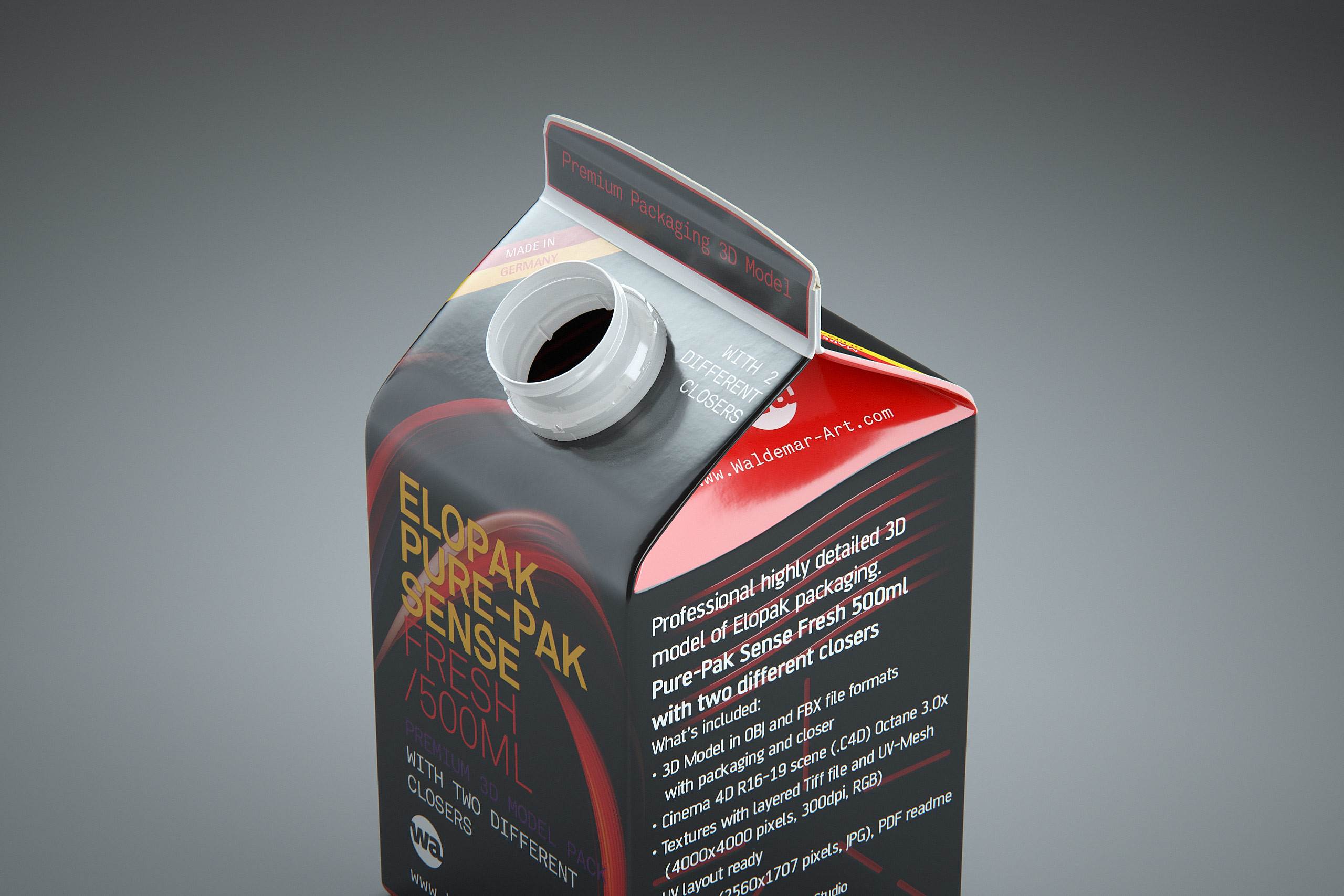 Elopak Pure-Pak Sense Fresh 500ml Carton packaging 3D model