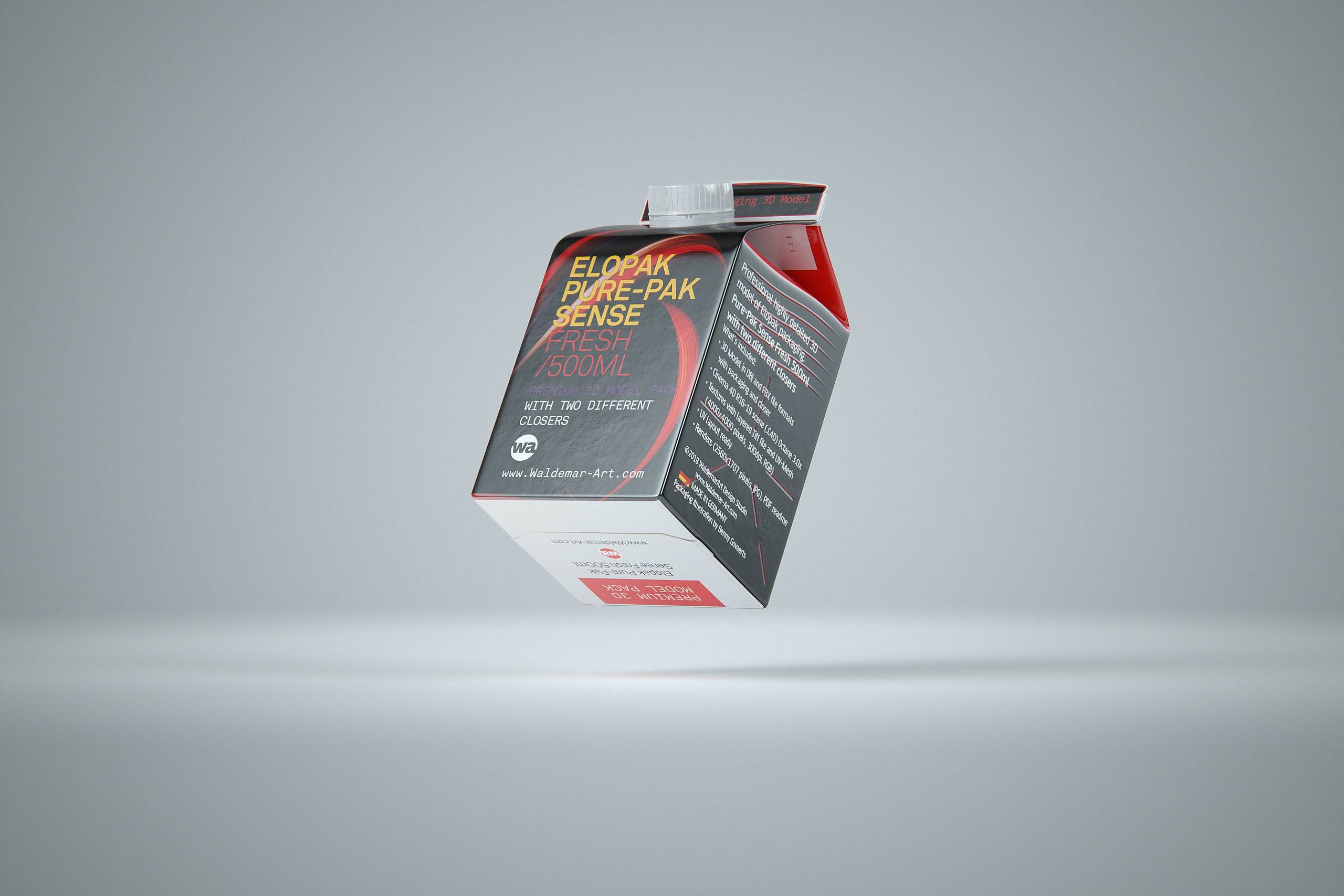 Elopak Pure-Pak Sense Fresh 500ml Carton packaging 3D model
