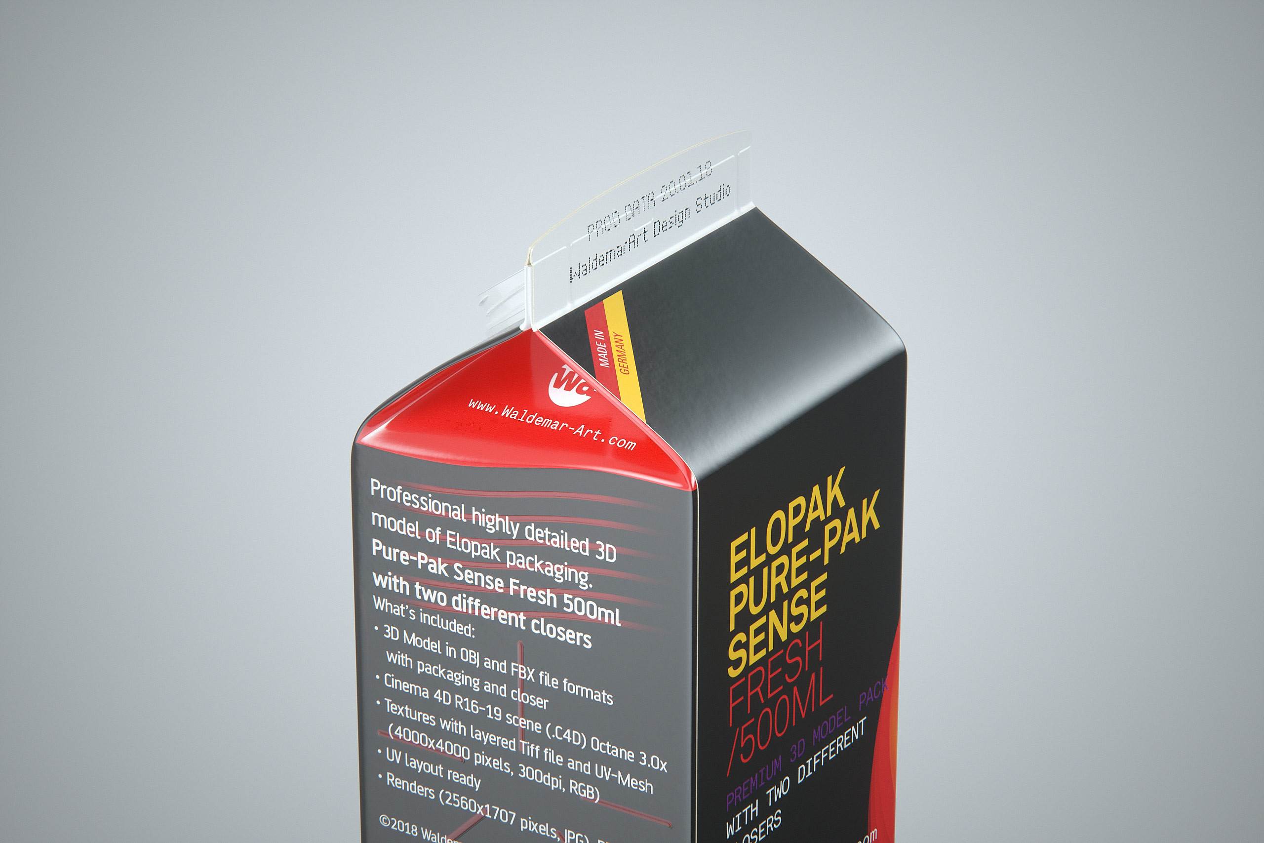 Elopak Pure-Pak Sense Fresh 500ml Carton packaging 3D model
