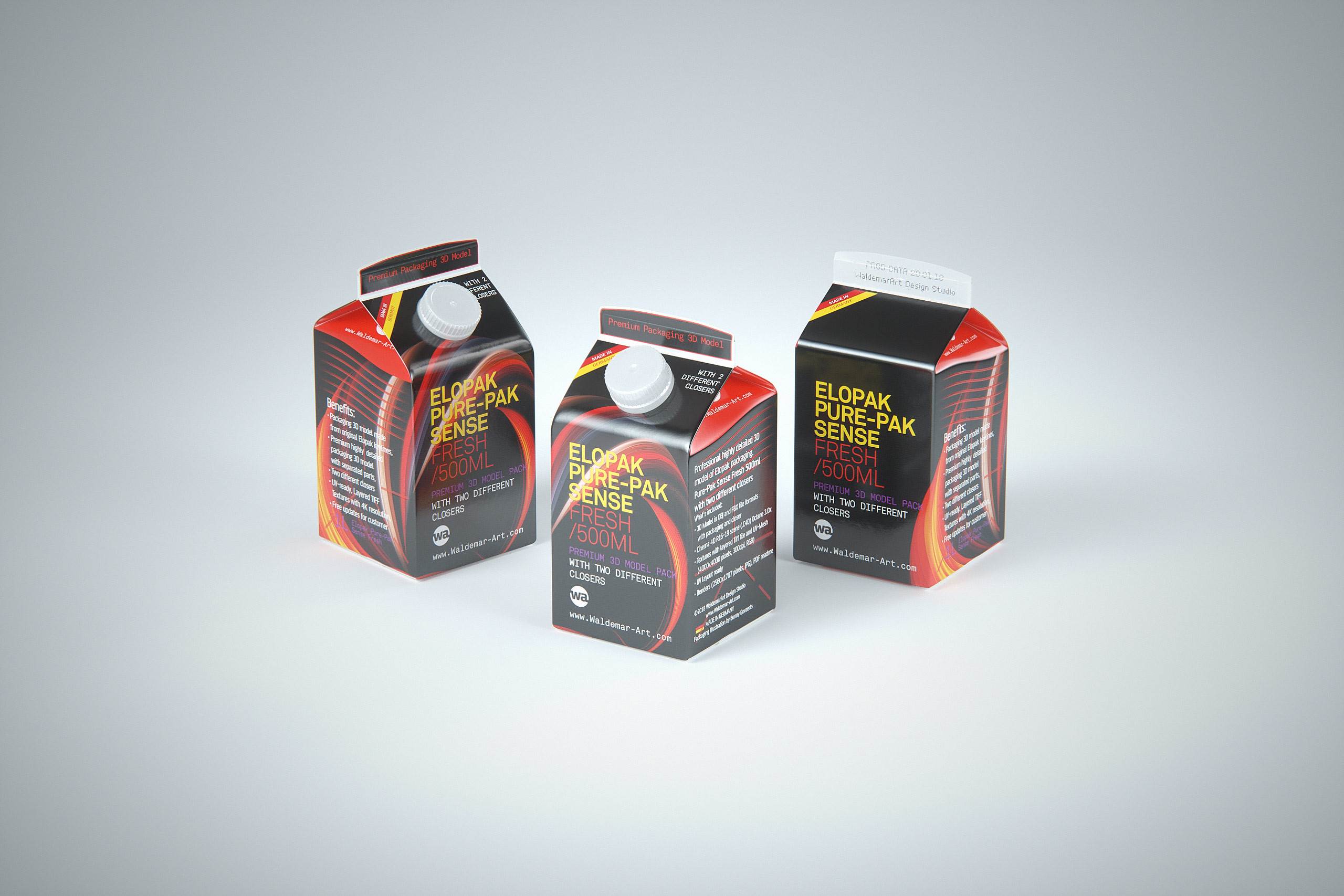 Elopak Pure-Pak Sense Fresh 500ml Carton packaging 3D model