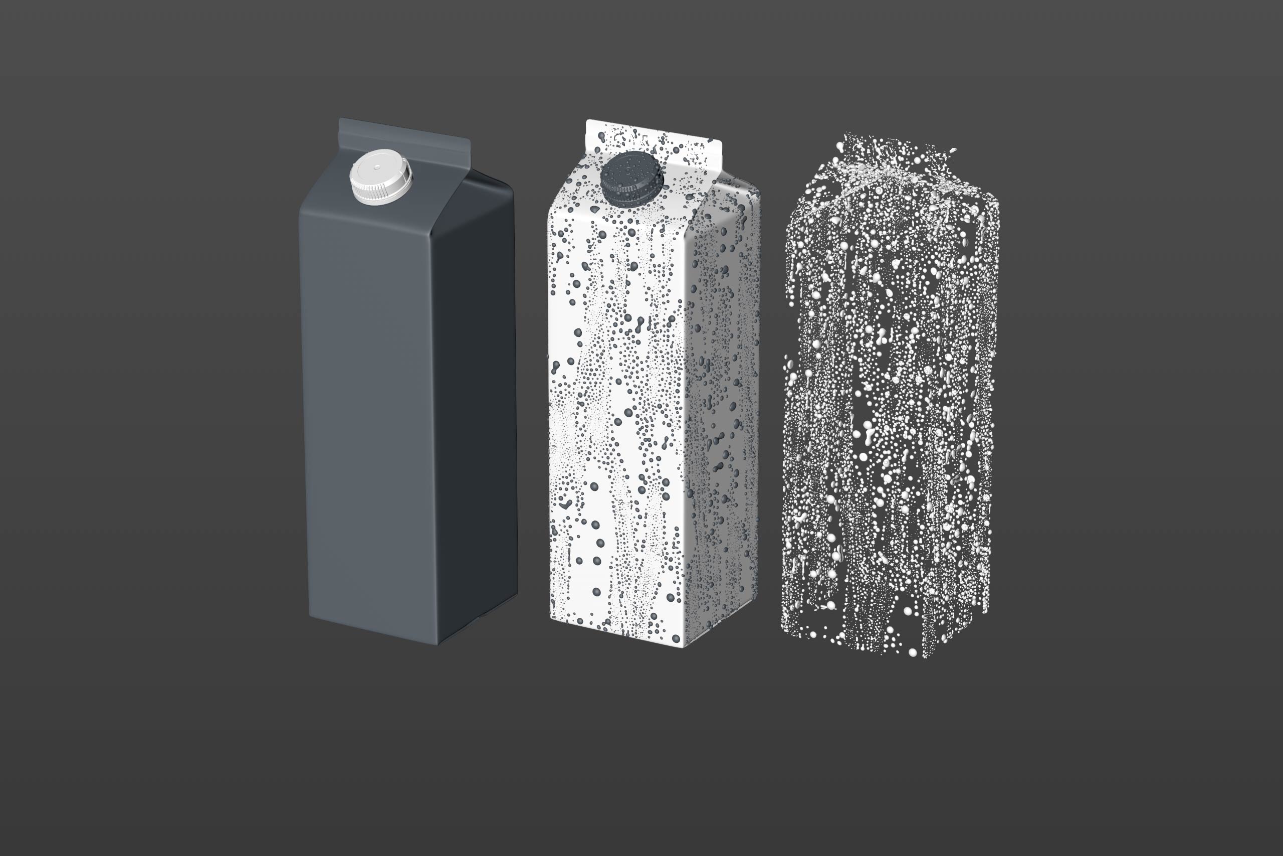 Elopak Pure-pak Classic 1000ml with tethered cap TwistFlip 29 and Condensation Premium 3D model pack - clay render