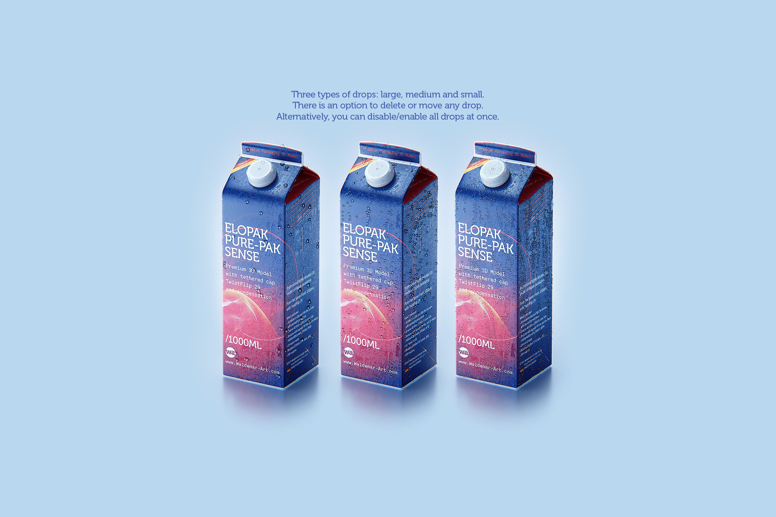 Elopak Pure-pak Sense 1000ml with tethered cap TwistFlip 29 and Condensation Premium 3D model pack