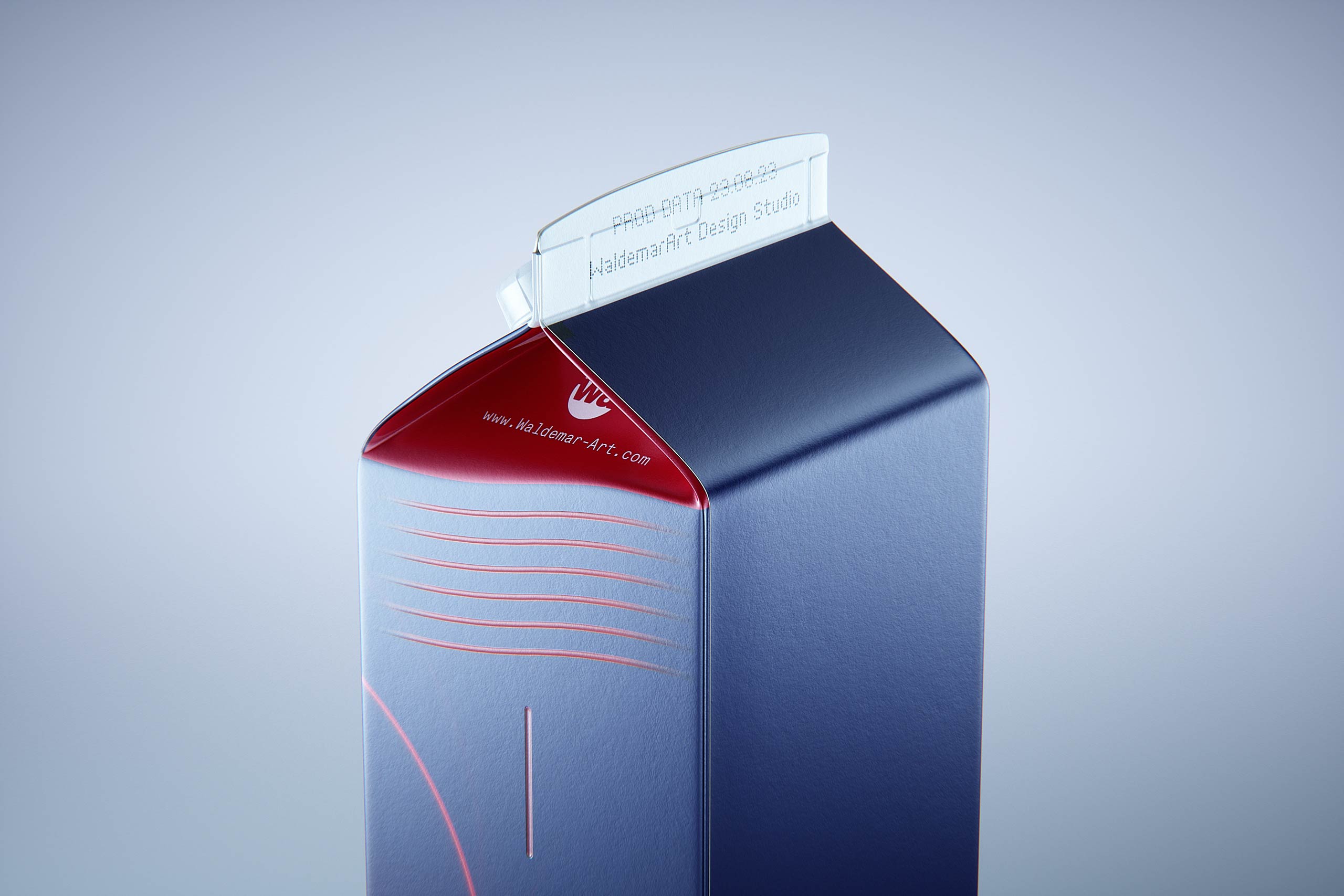 Premium milk packaging 3D model of Elopak Pure-Pak Sense 1000ml with tethered cap TwistFlip 29