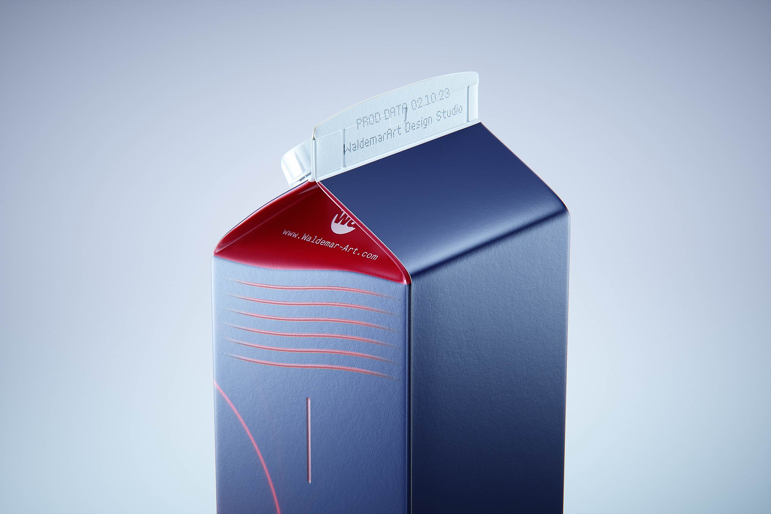 Premium carton packaging 3D model of Elopak Pure-Pak Sense 1000ml with tethered cap TwistFlip 34