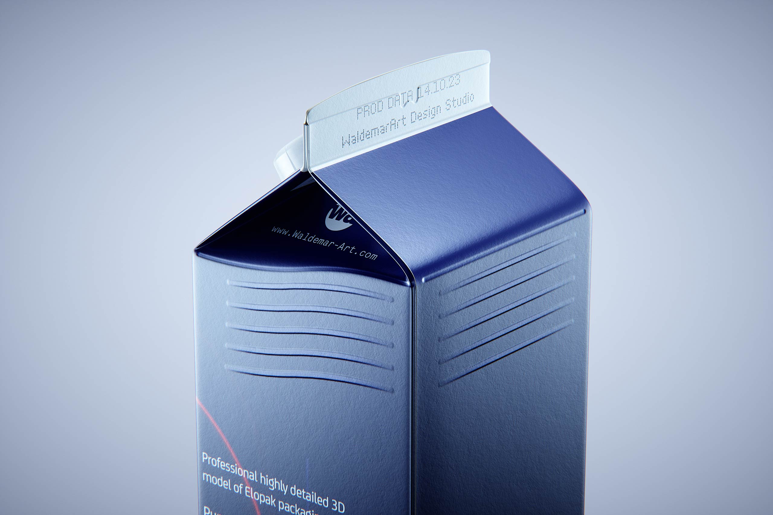 Premium carton packaging 3D model of Elopak Pure-Pak Sense Linea 750ml with tethered cap TwistFlip 29