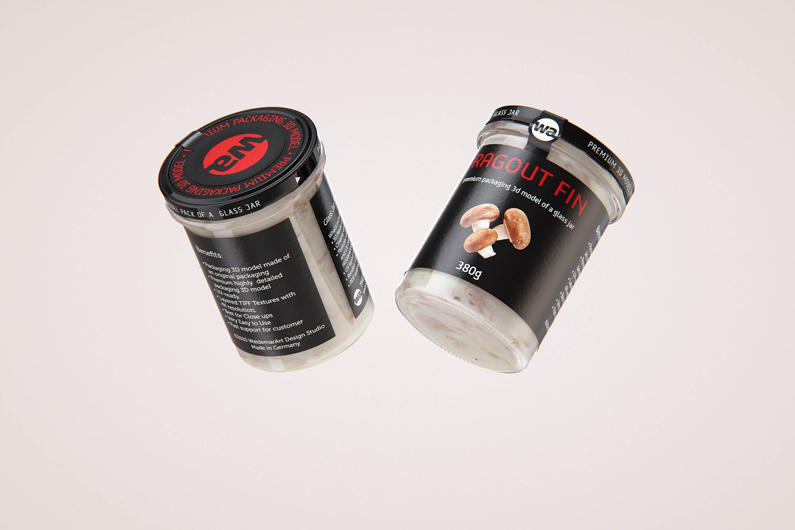 Ragout Fin 380g glass jar packaging 3d model