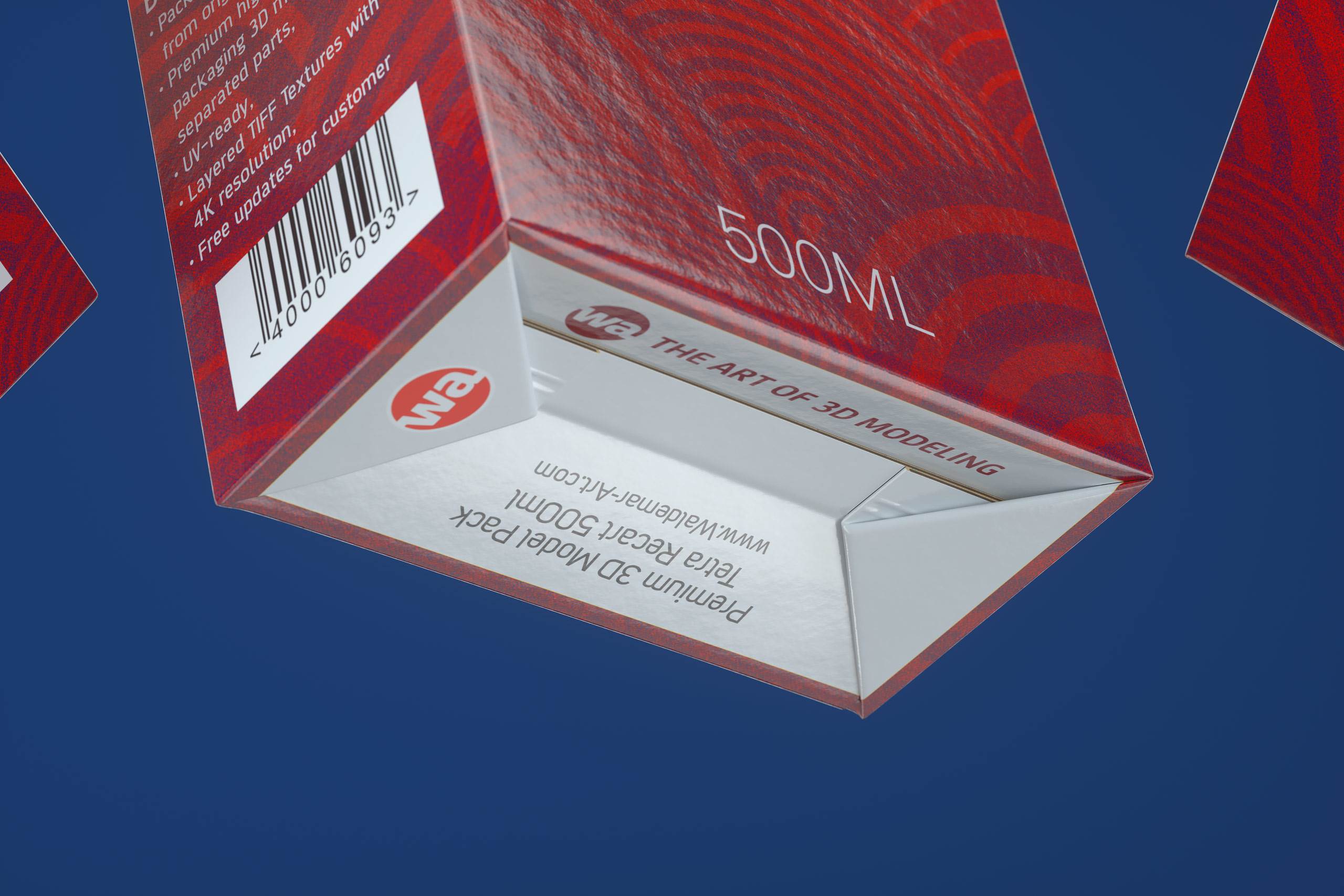 Tetra Pack Recart 200, 440 and 500ml carton packaging 3D model pak